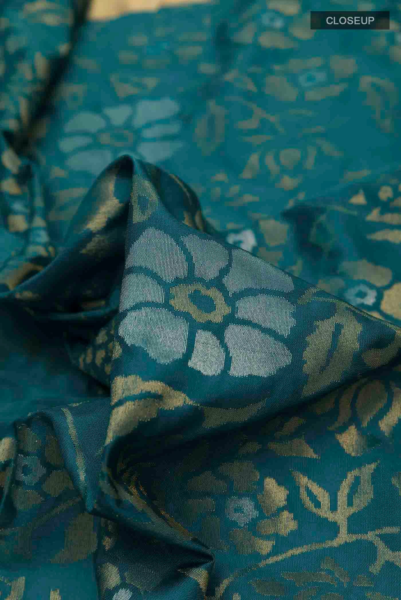 Teal Uppada Silk Saree - Image 2