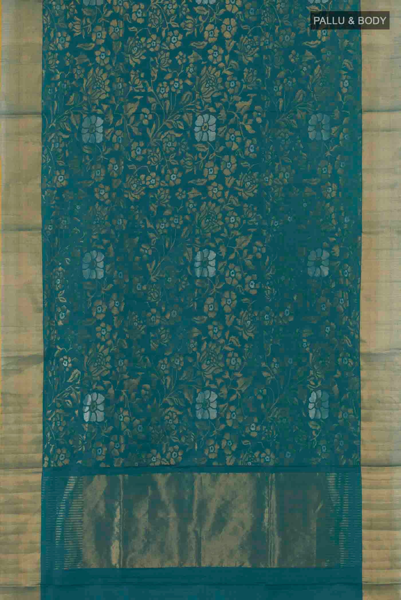 Teal Uppada Silk Saree - Image 6