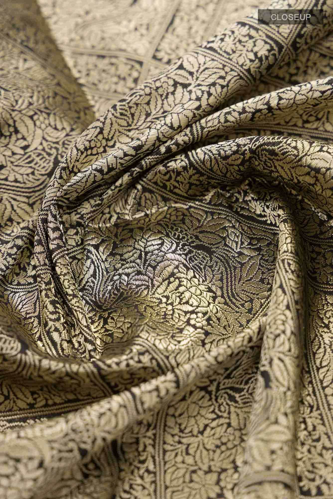 The jeweled Bird-Black Banarasi Silk Saree - Image 4