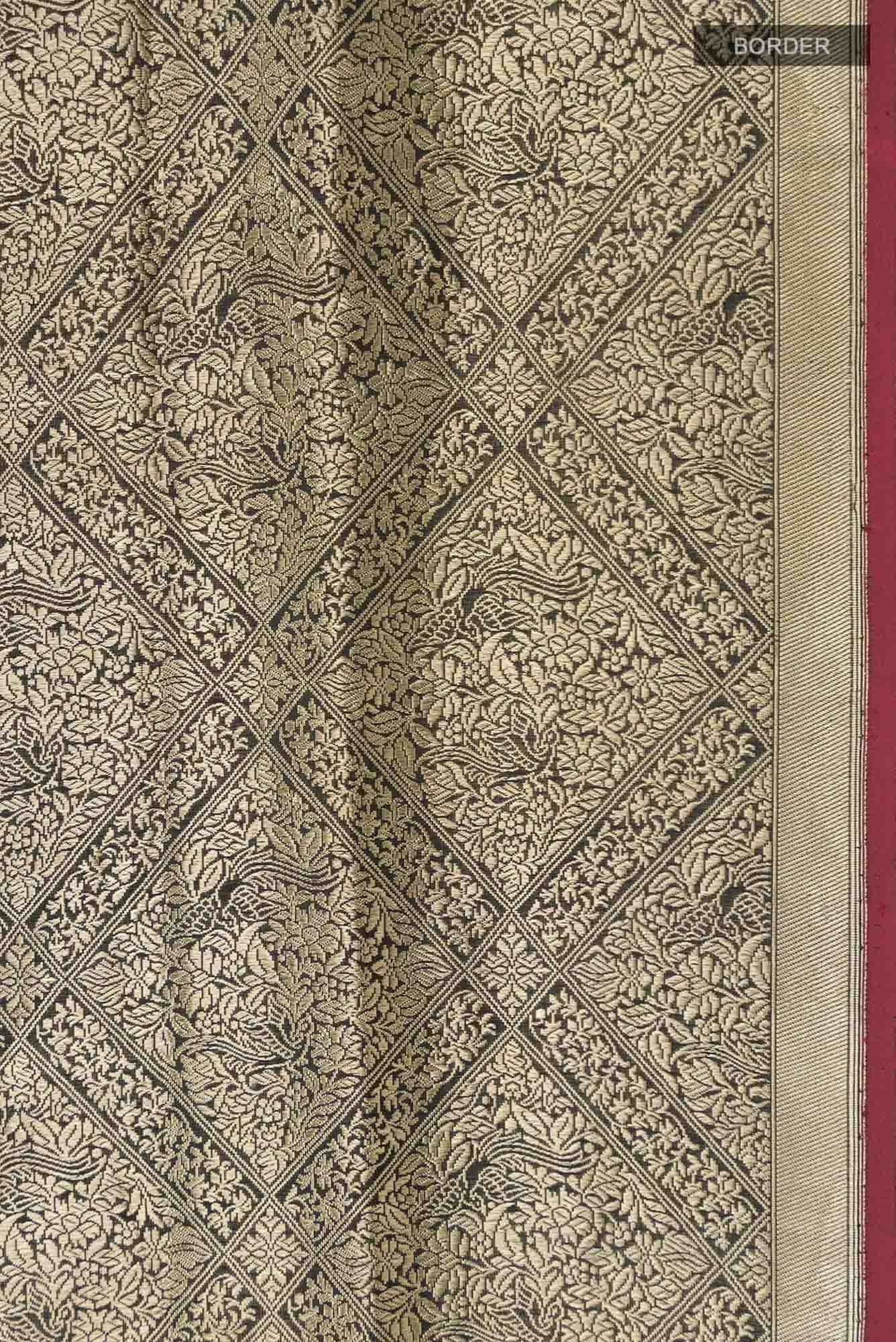 The jeweled Bird-Black Banarasi Silk Saree - Image 9
