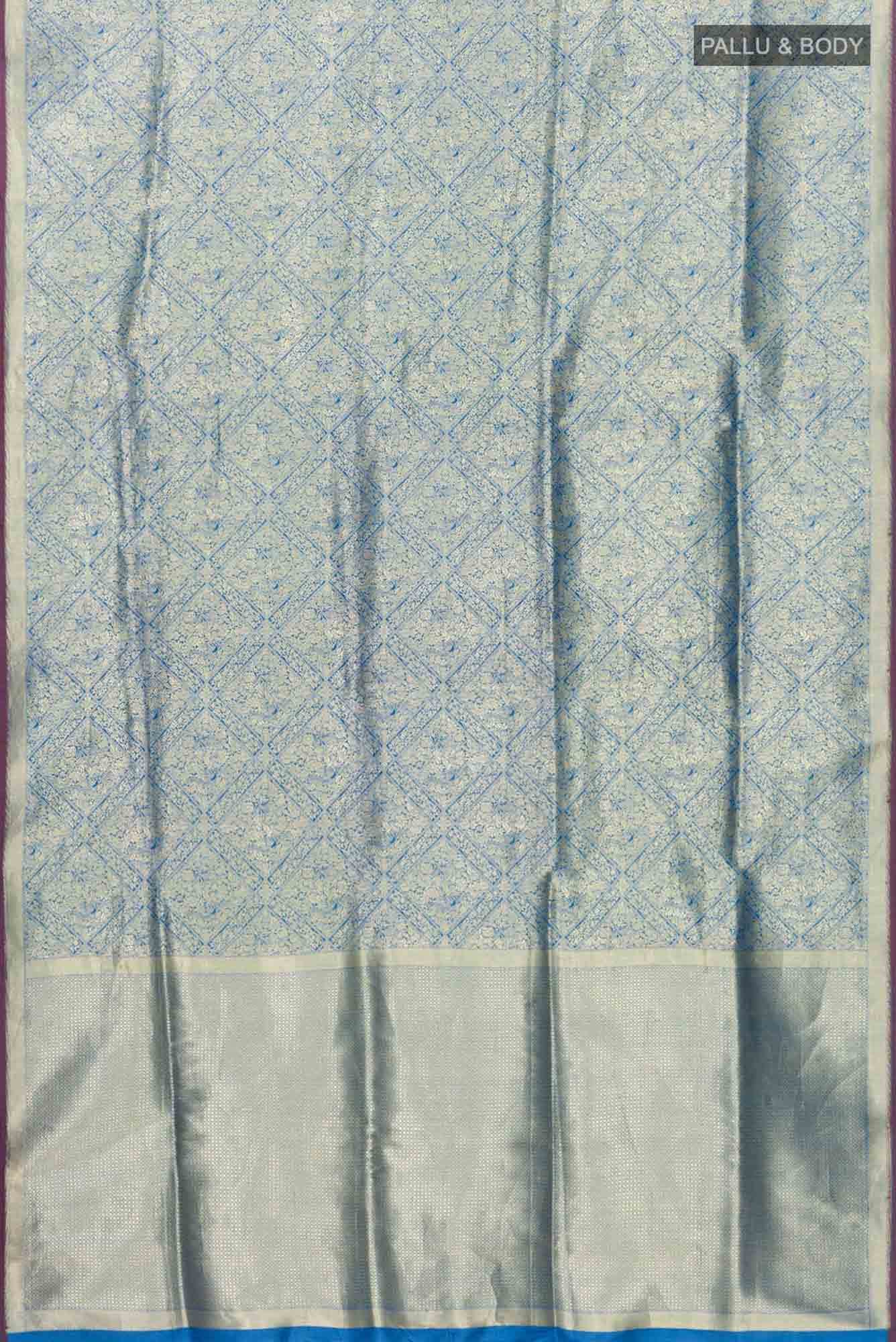 The jeweled Bird-Blue Banarasi Silk Saree - Image 7