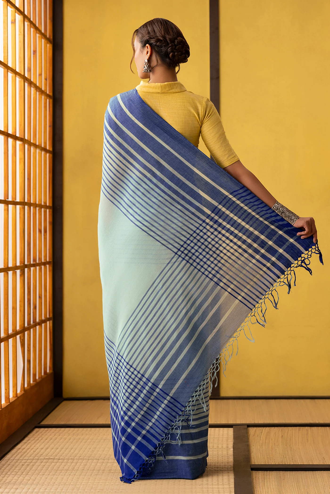 Titli-Powder Blue Cotton Saree - Image 6