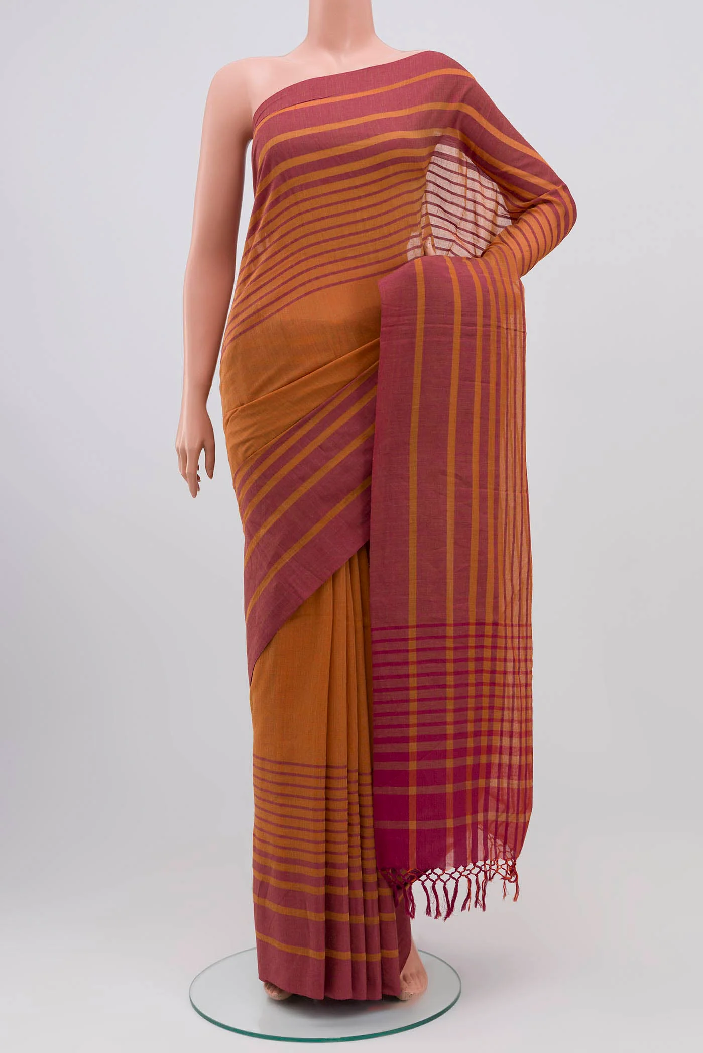 Titli-Rust Orange Cotton Saree