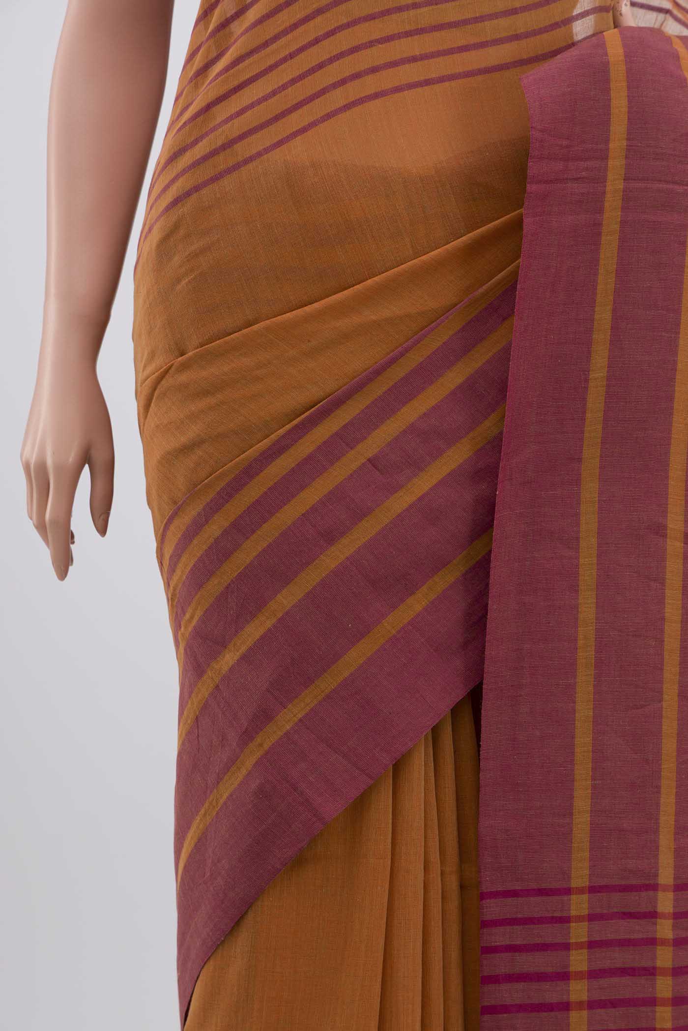 Titli-Rust Orange Cotton Saree - Image 3
