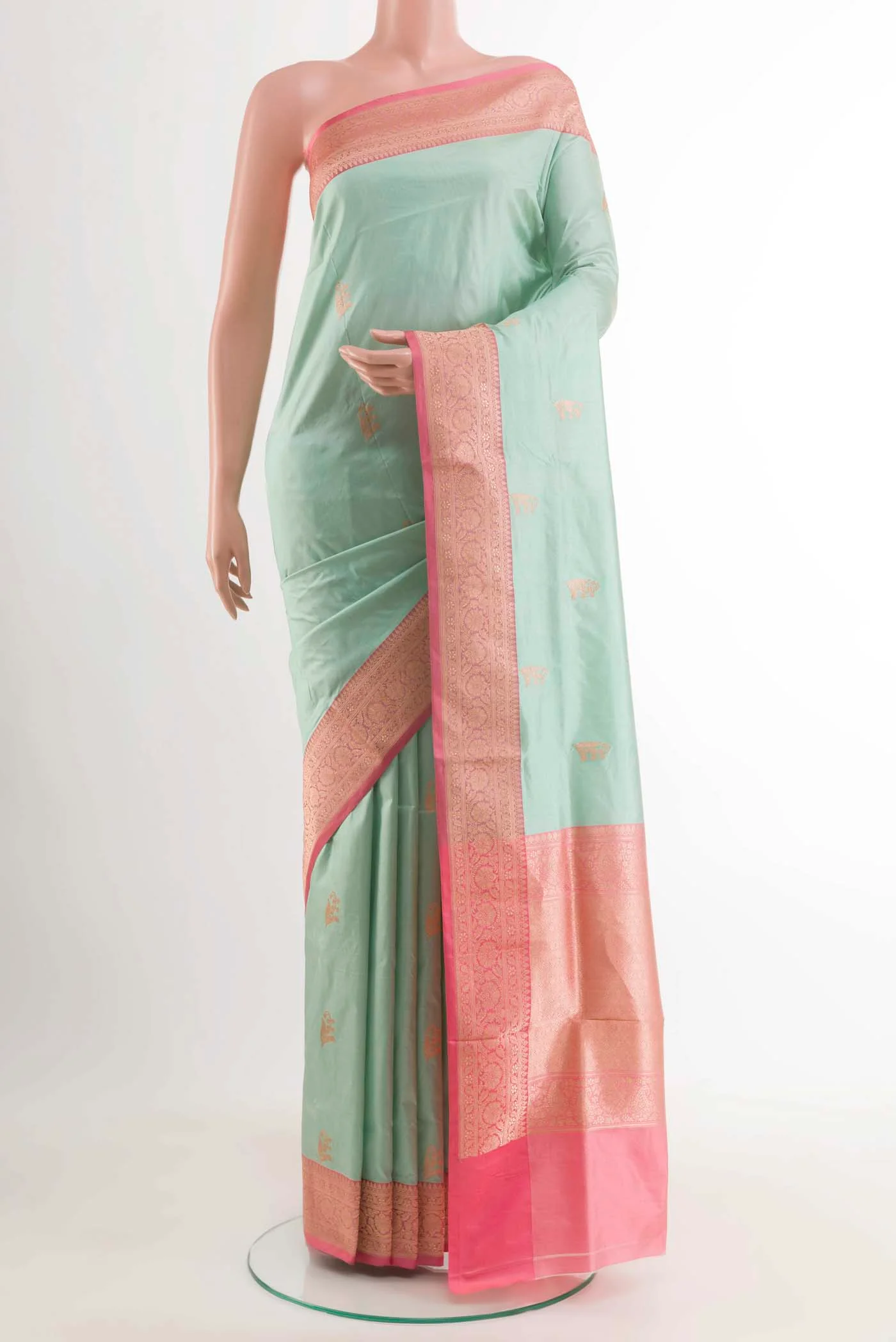 Light Blue Banarasi Katan Silk Saree
