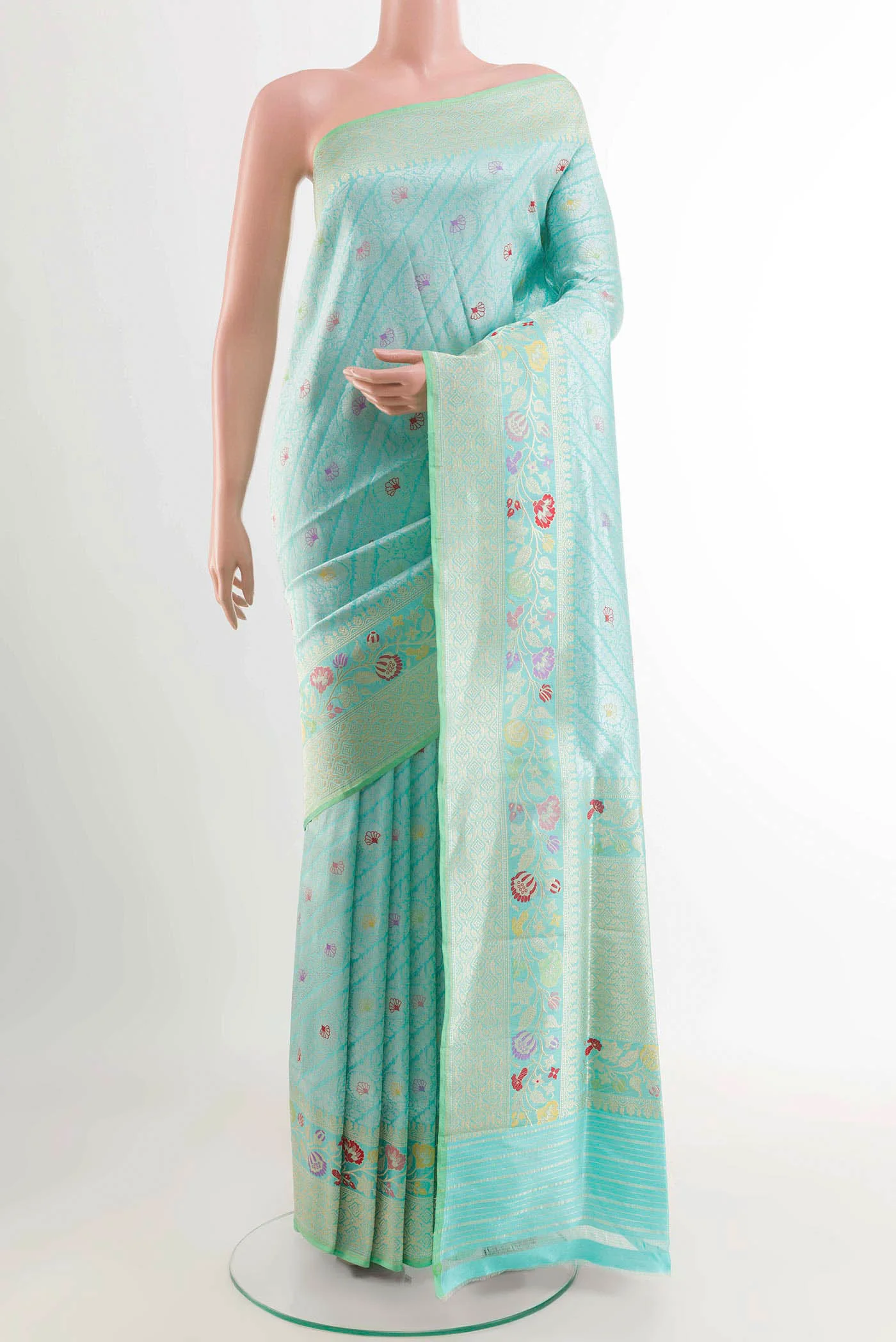 Turquoise Banarasi Saree