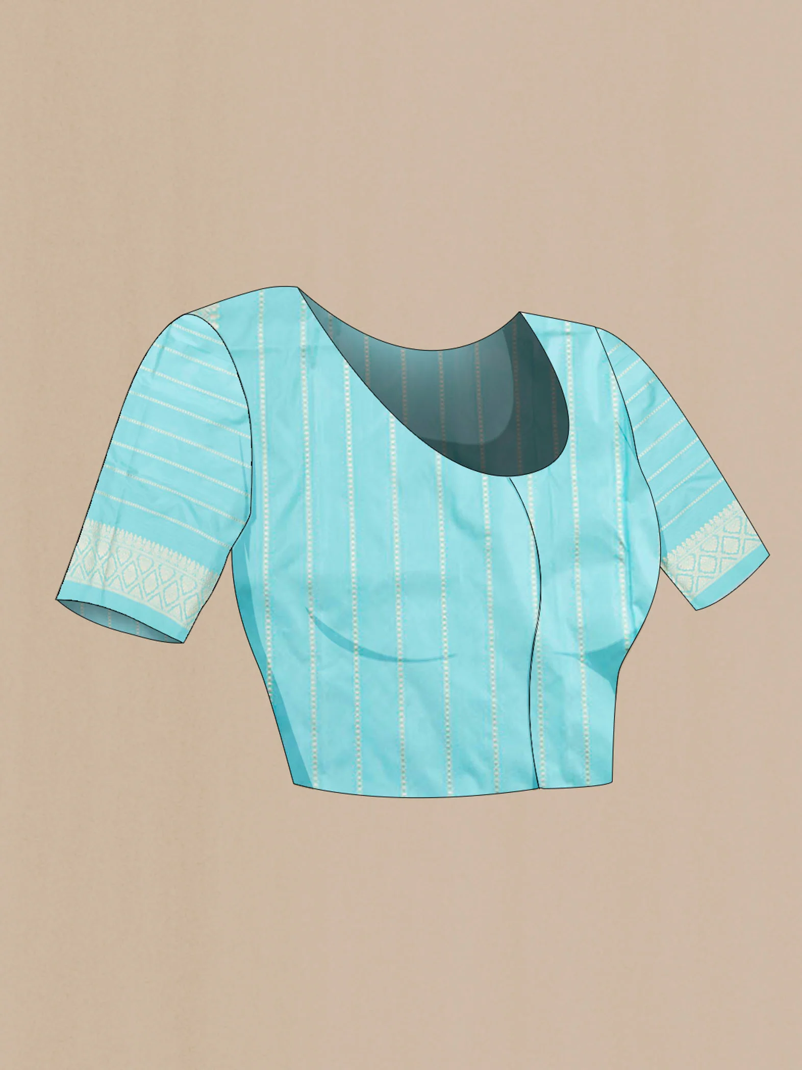 Turquoise Banarasi Saree - Image 5