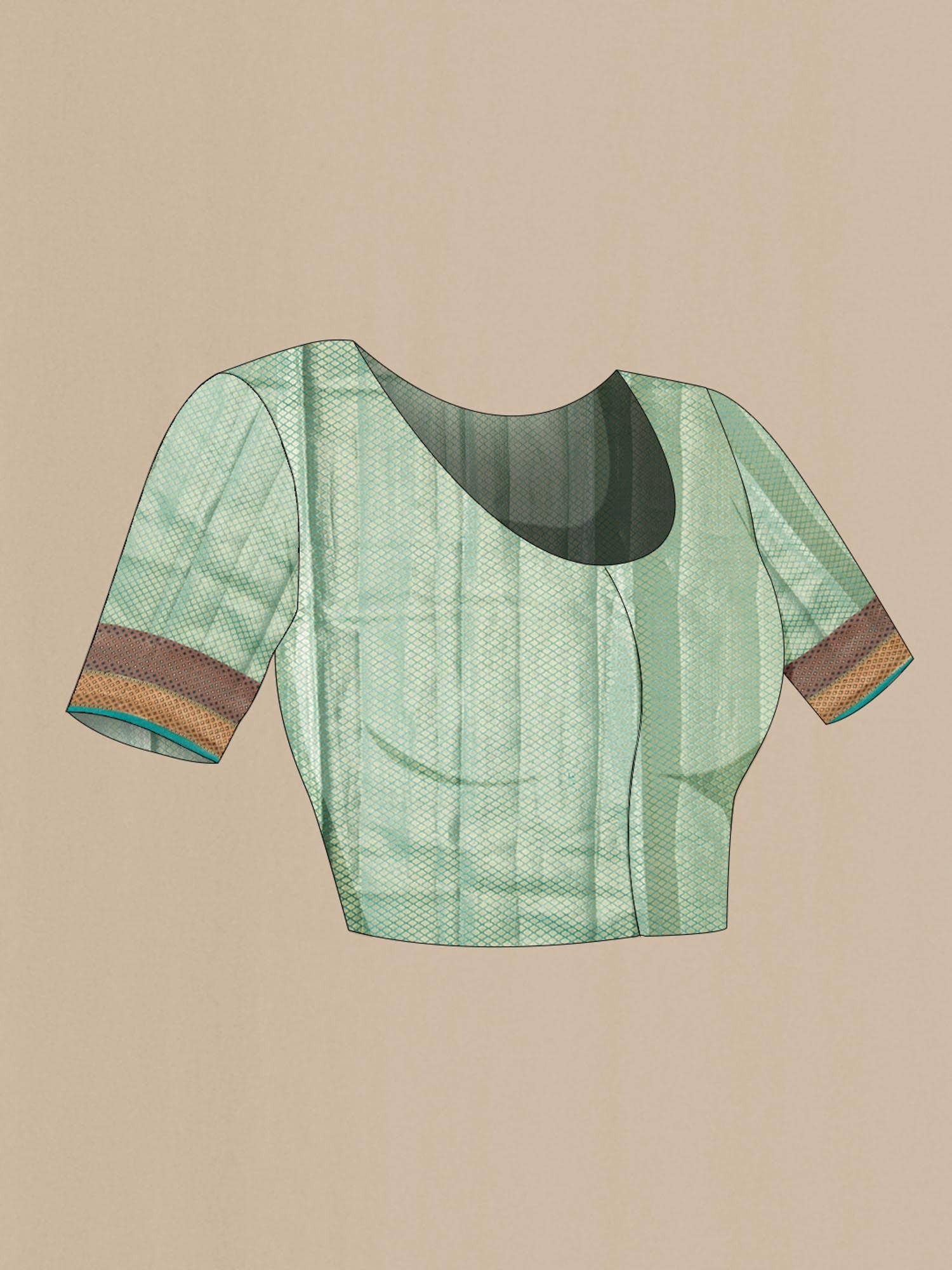 Turquoise Banarasi Tussar Silk Saree - Image 3