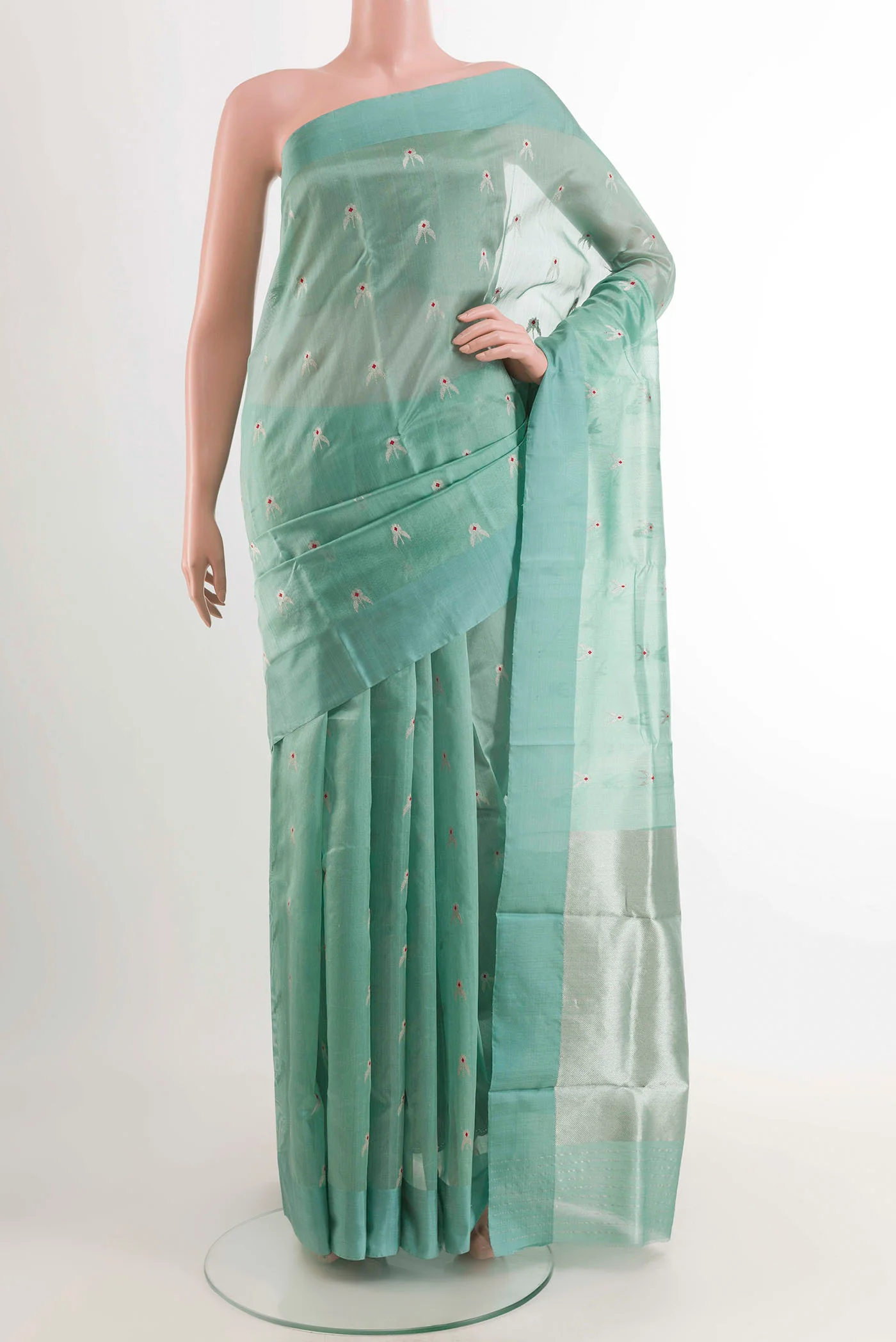 Turquoise Chanderi Silk Saree