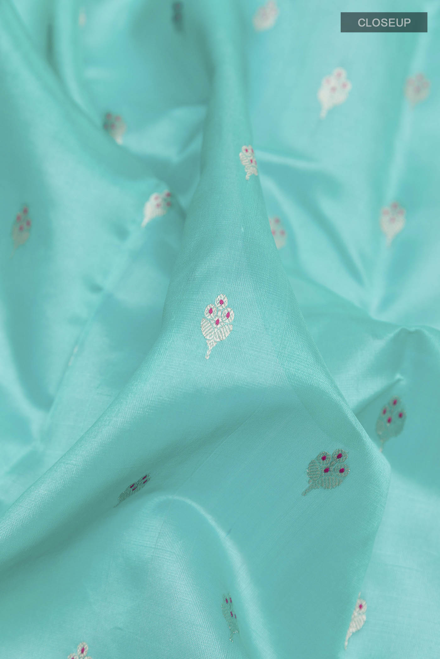 Turquoise Chanderi Silk Saree - Image 2