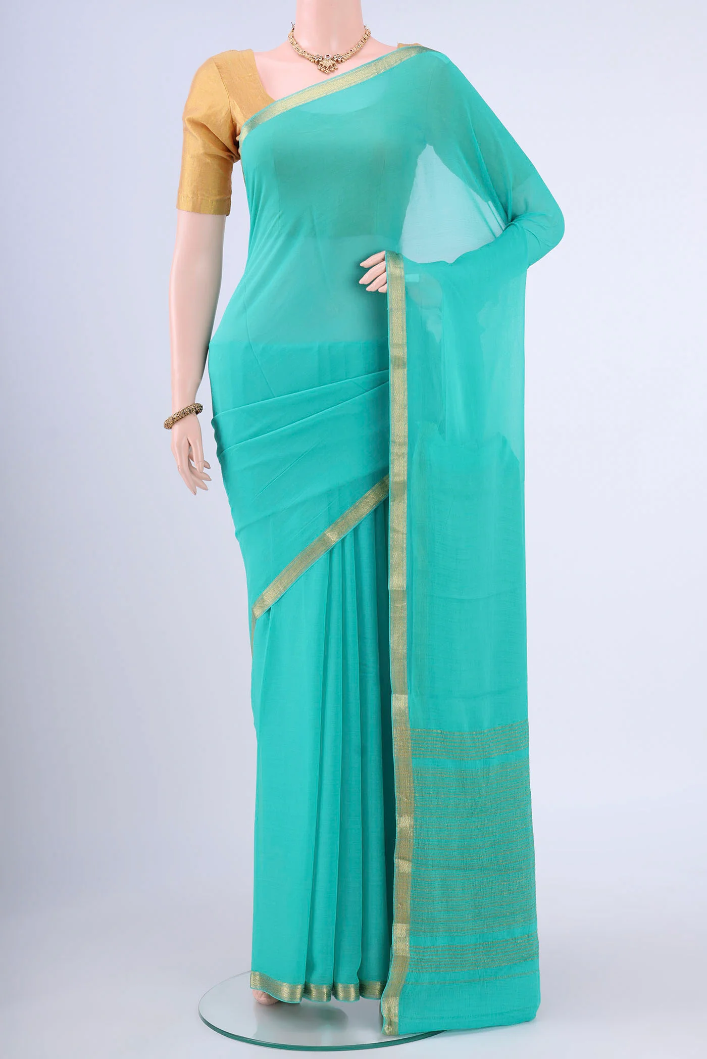 Light Blue Mysore Georgette Saree