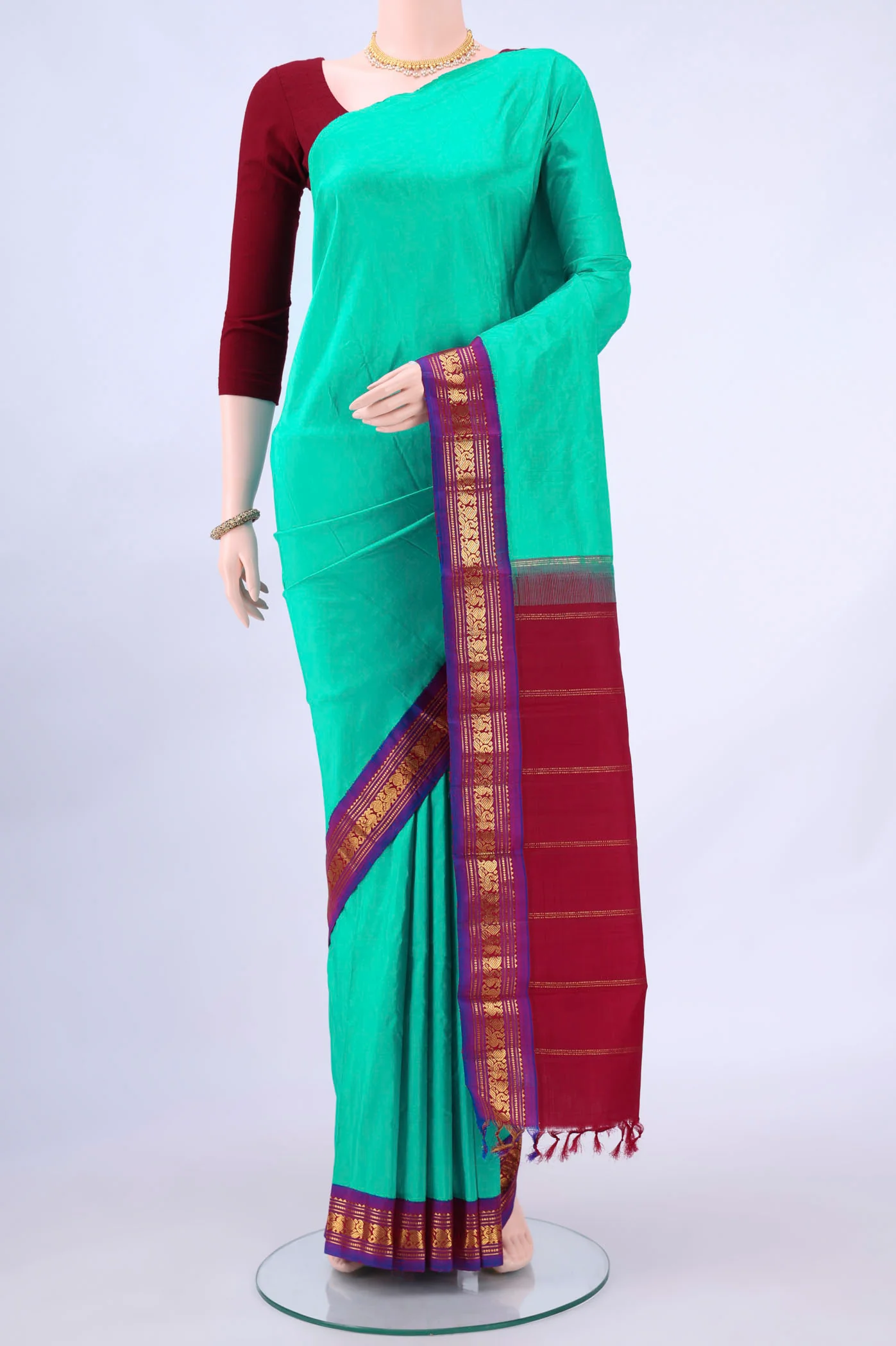 Turquoise Kanjivaram Saree