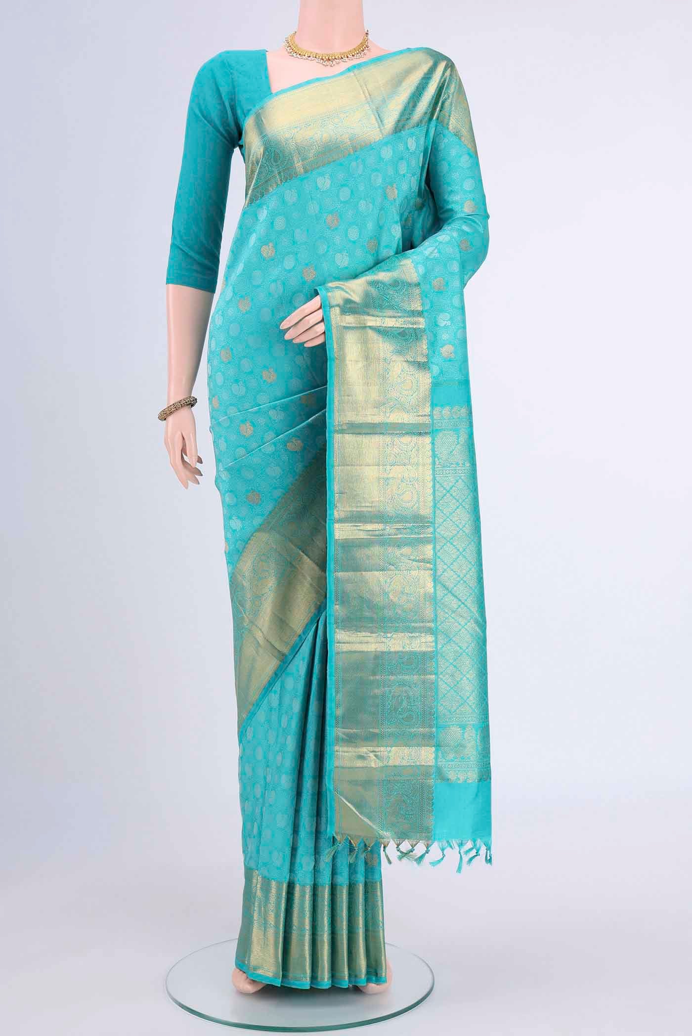 Turquoise Kanjivaram Saree