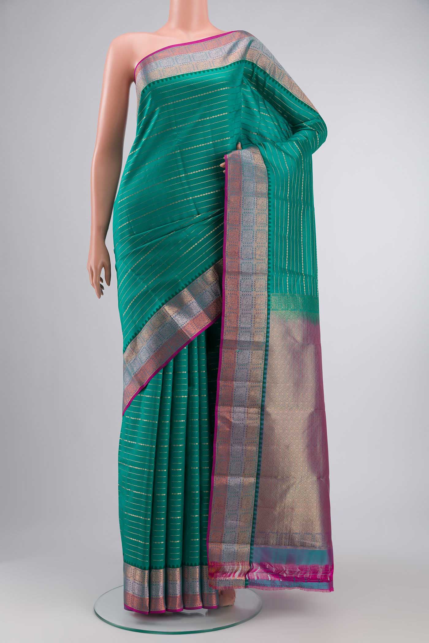 Turquoise Kanchipuram Silk Saree