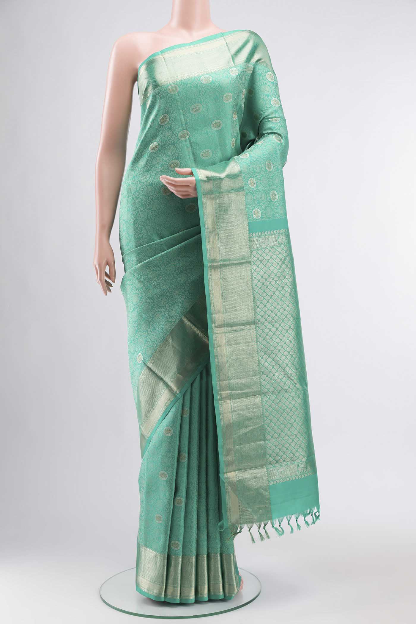 Turquoise Kanjivaram Silk Saree