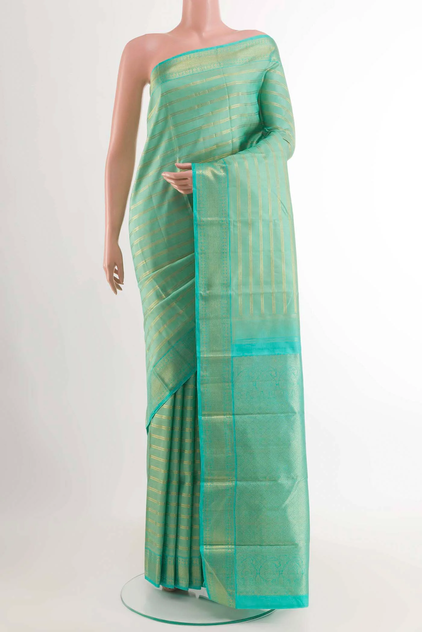 Turquoise Kanjivaram Silk Saree