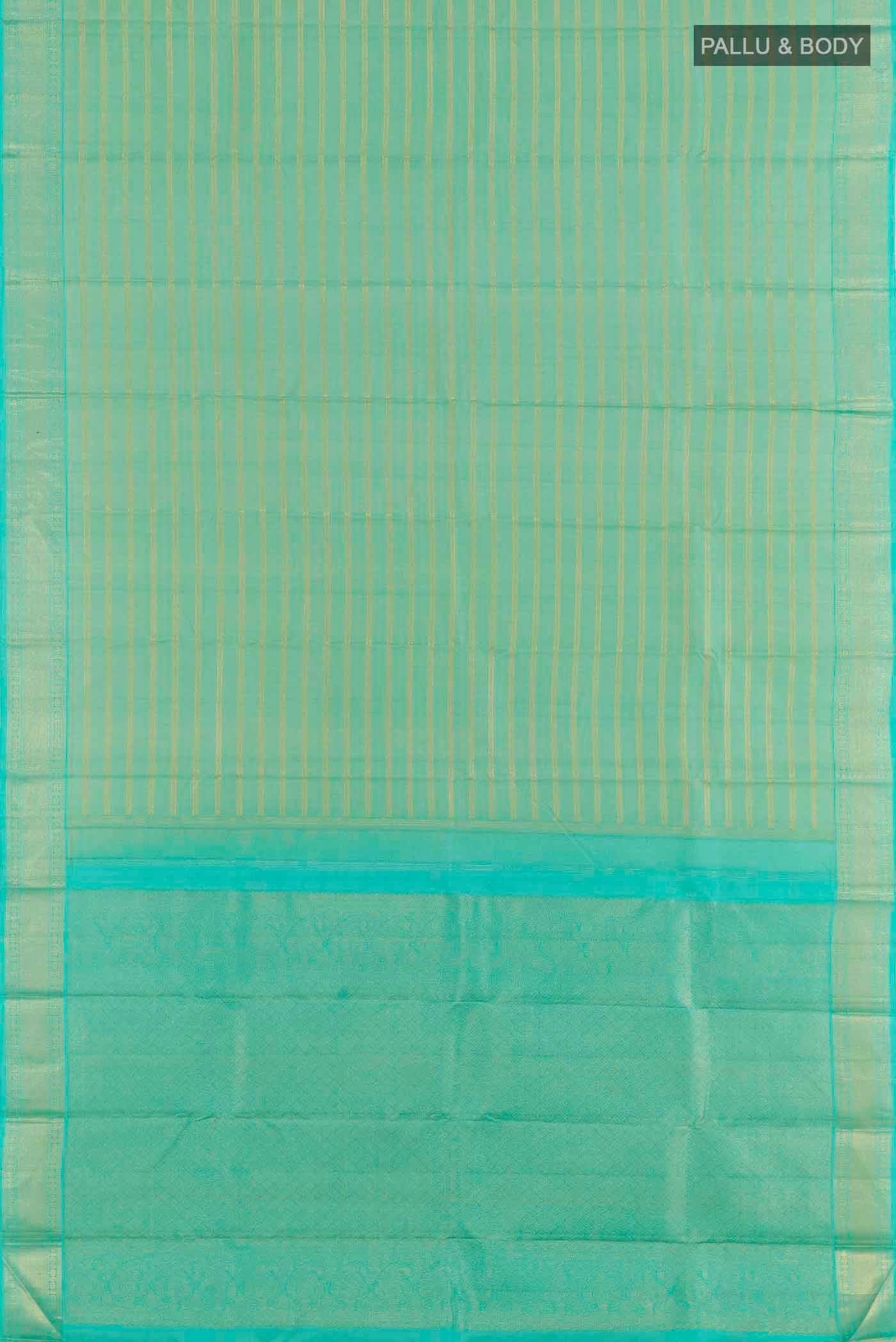 Turquoise Kanjivaram Silk Saree - Image 3