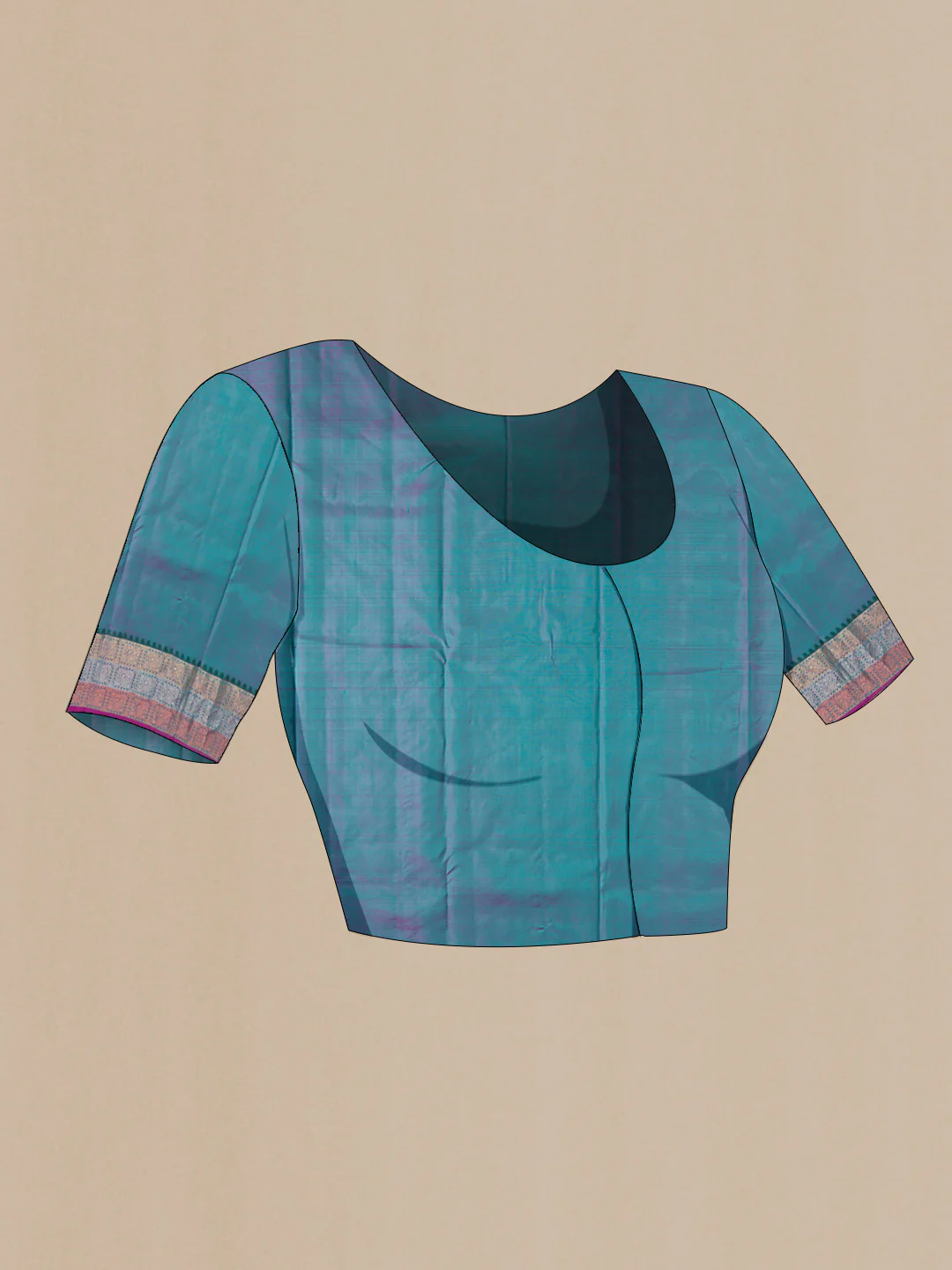 Turquoise Kanchipuram Silk Saree - Image 5