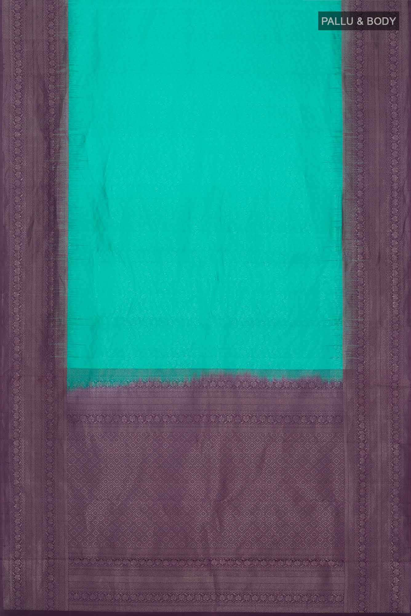 Turquoise Kanchipuram Silk Saree - Image 4