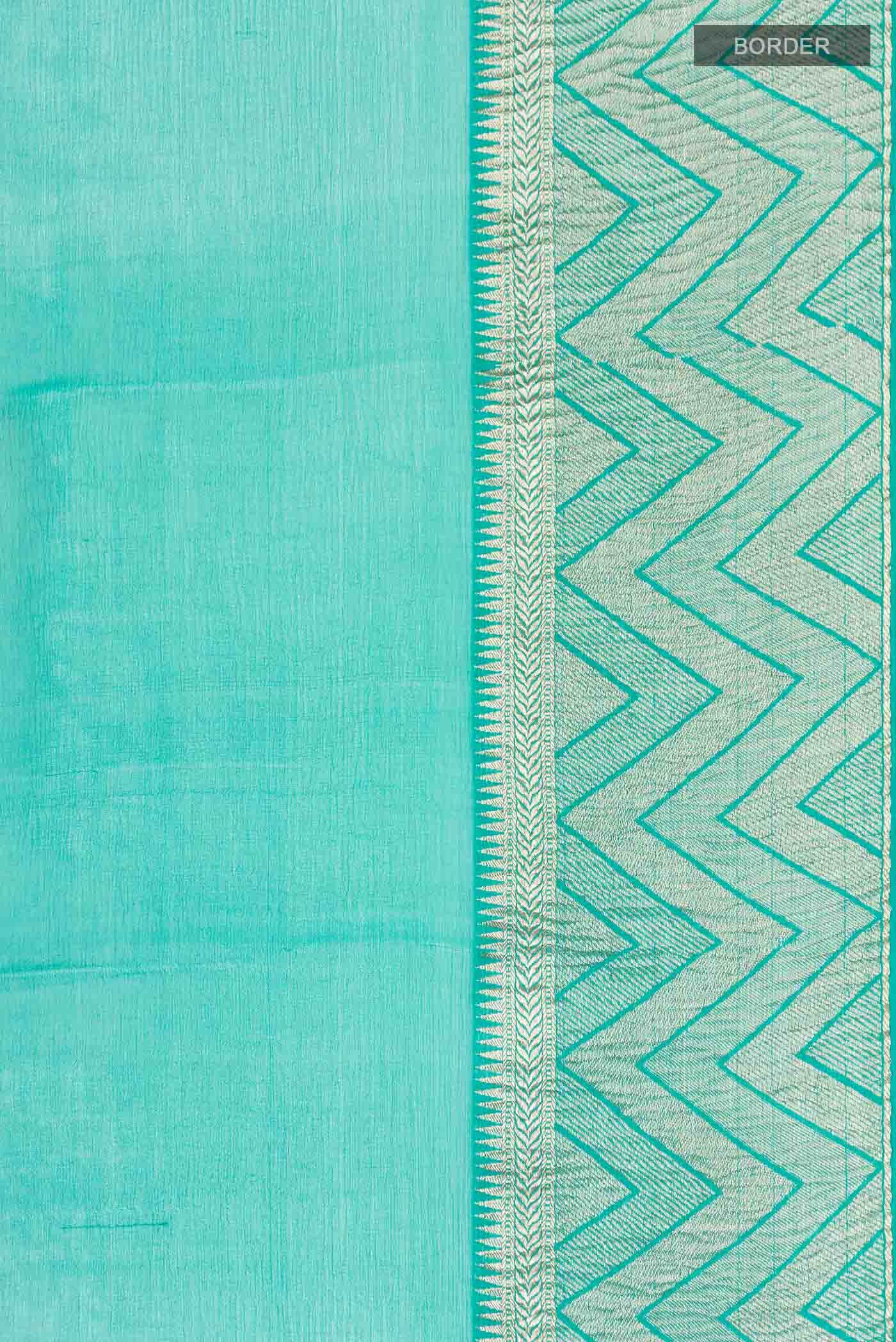 Turquoise Mysore Chiffon Saree - Image 4