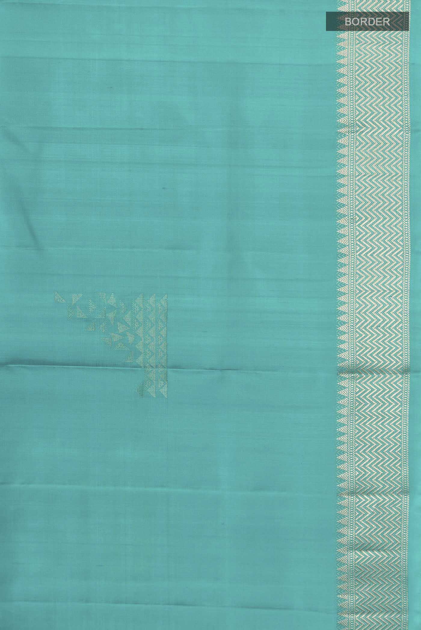 Turquoise Soft Silk Saree - Image 3