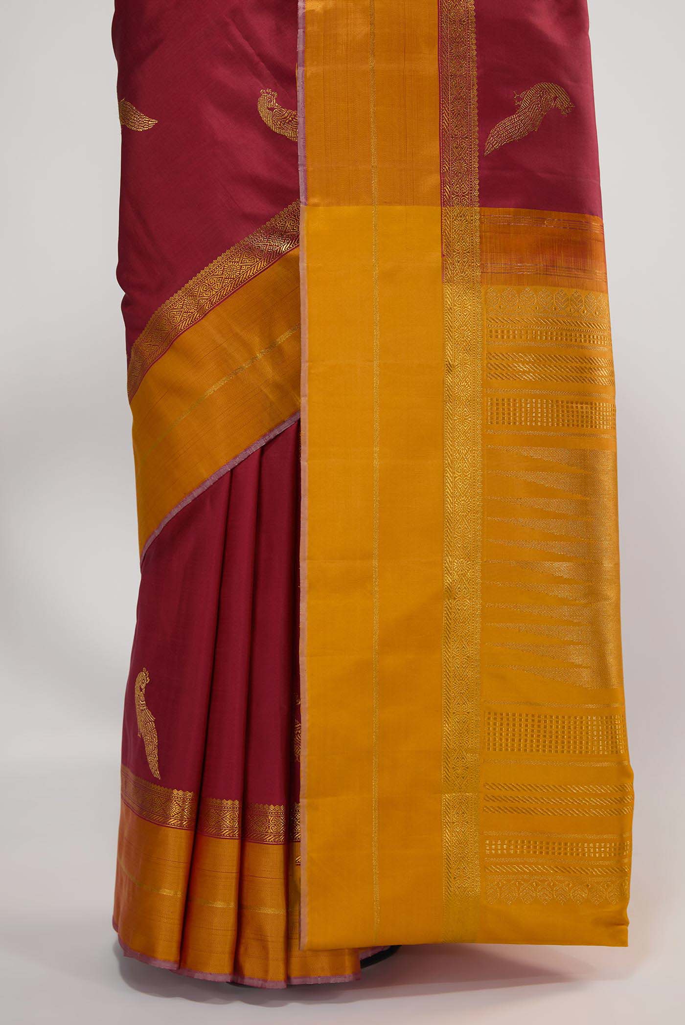 Varnika-Pure Silk Pure Gold Zari Red Kanchipuram Saree - Image 4