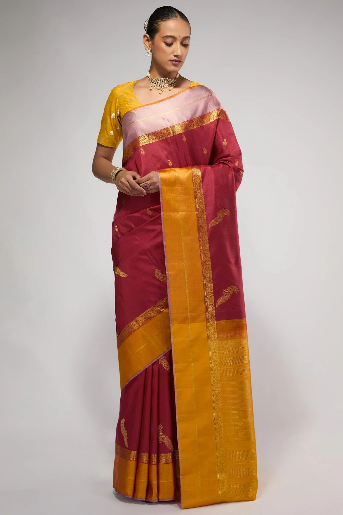 Varnika-Pure Silk Pure Gold Zari Red Kanchipuram Saree - Image 2