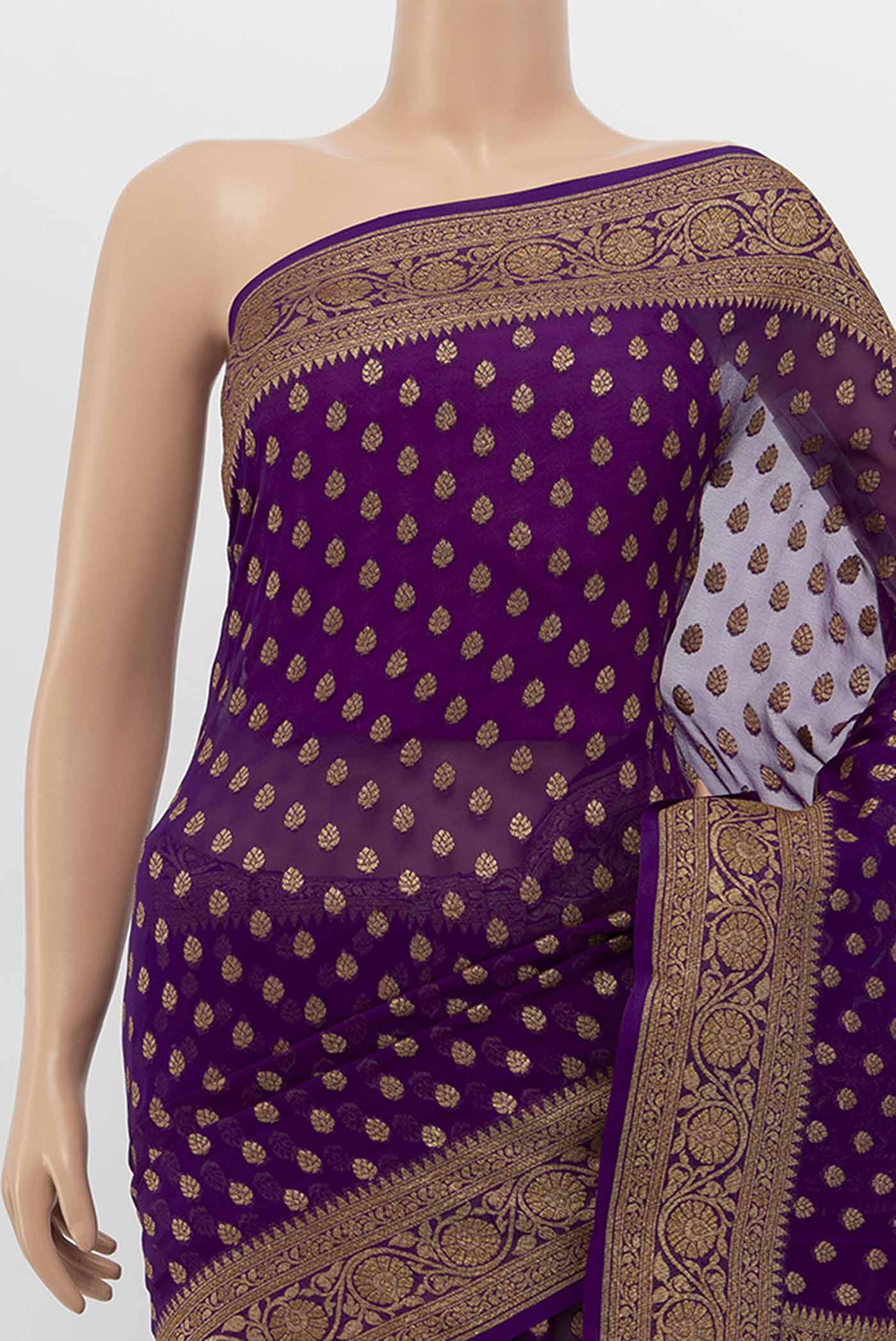 Violet Banarasi Georgette Saree - Image 2