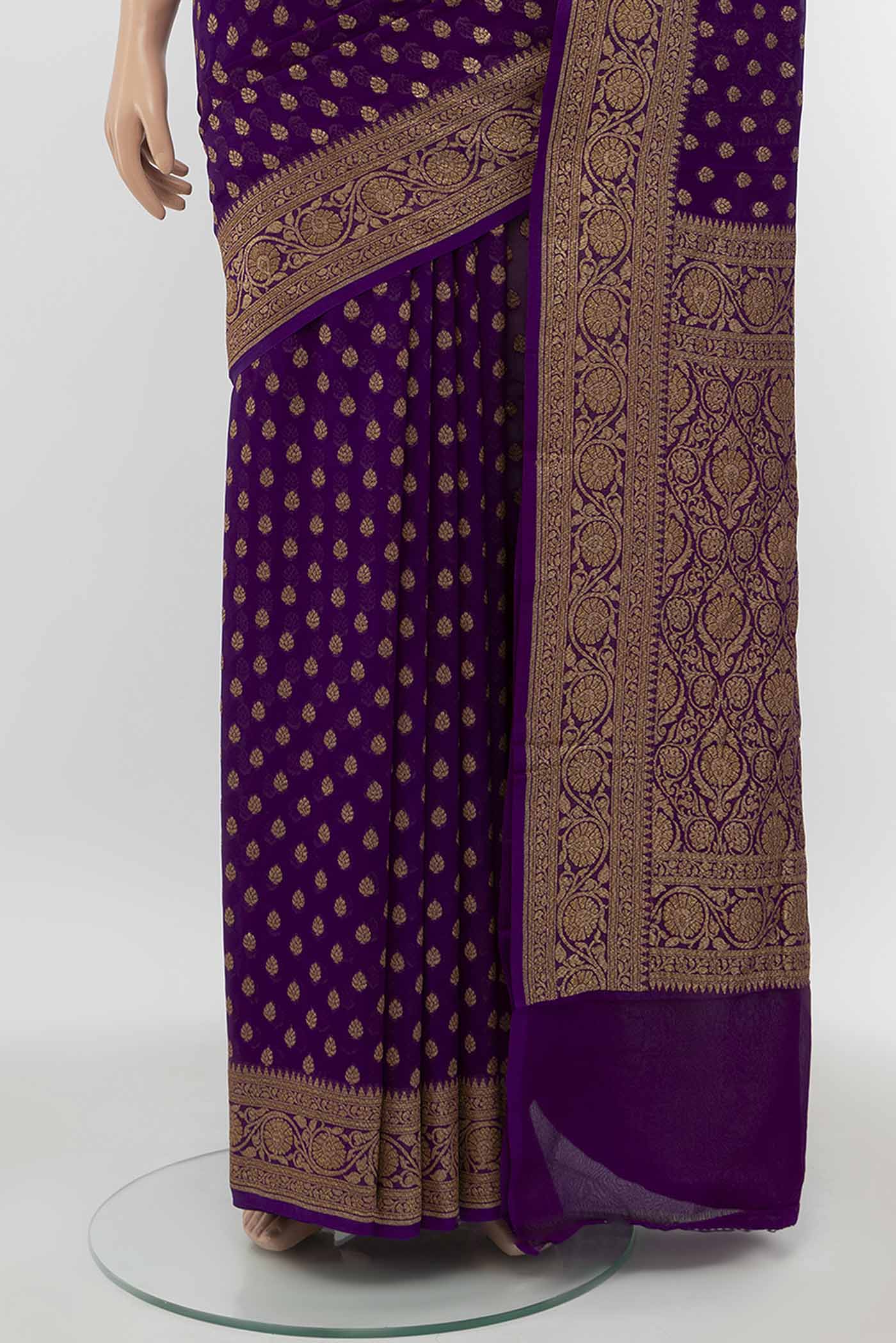 Violet Banarasi Georgette Saree - Image 3