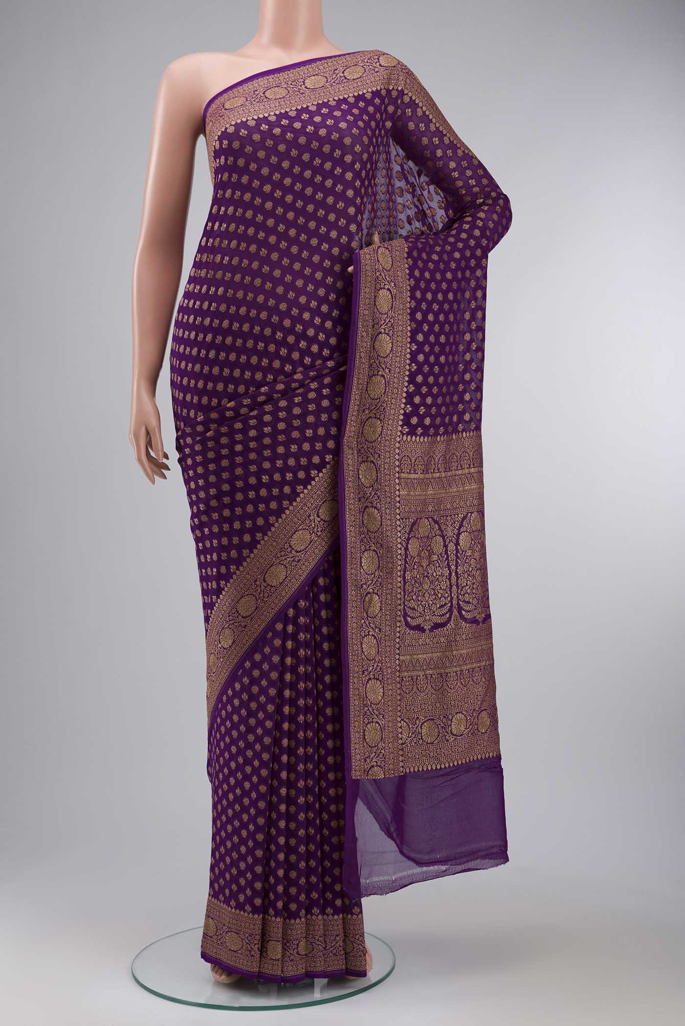 Violet Banarasi Georgette Saree