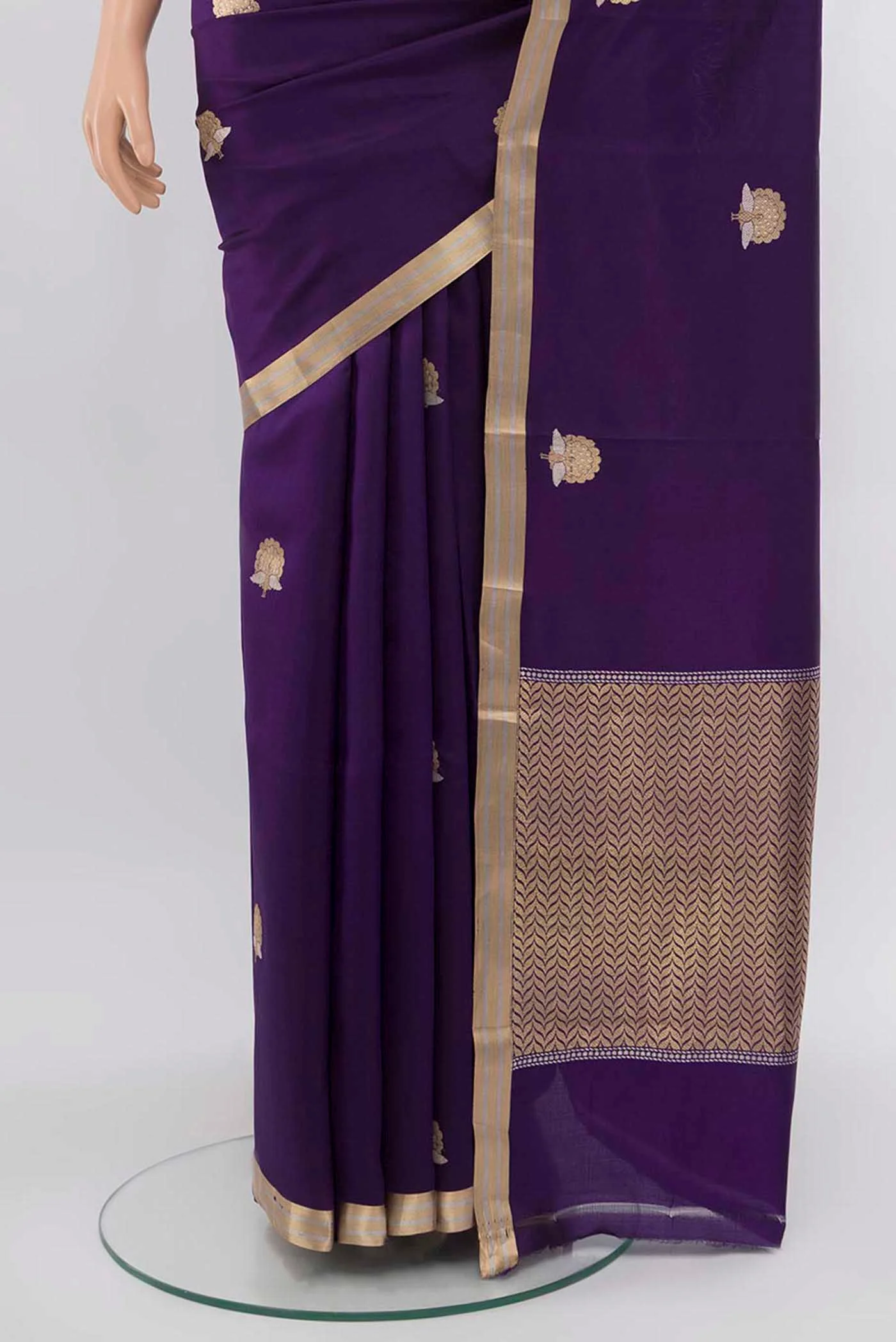 Violet Banarasi Silk Saree - Image 3