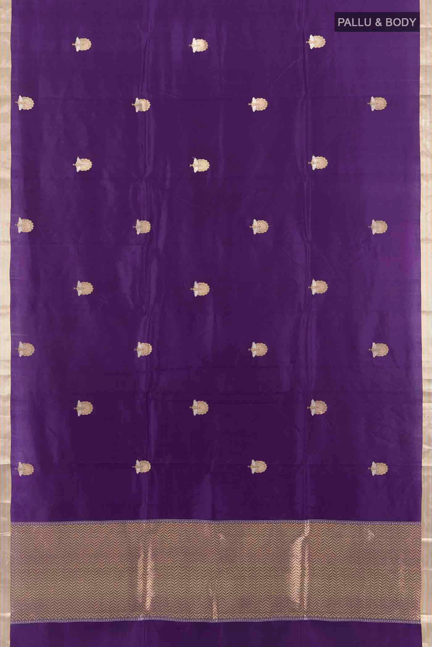 Violet Banarasi Silk Saree - Image 5