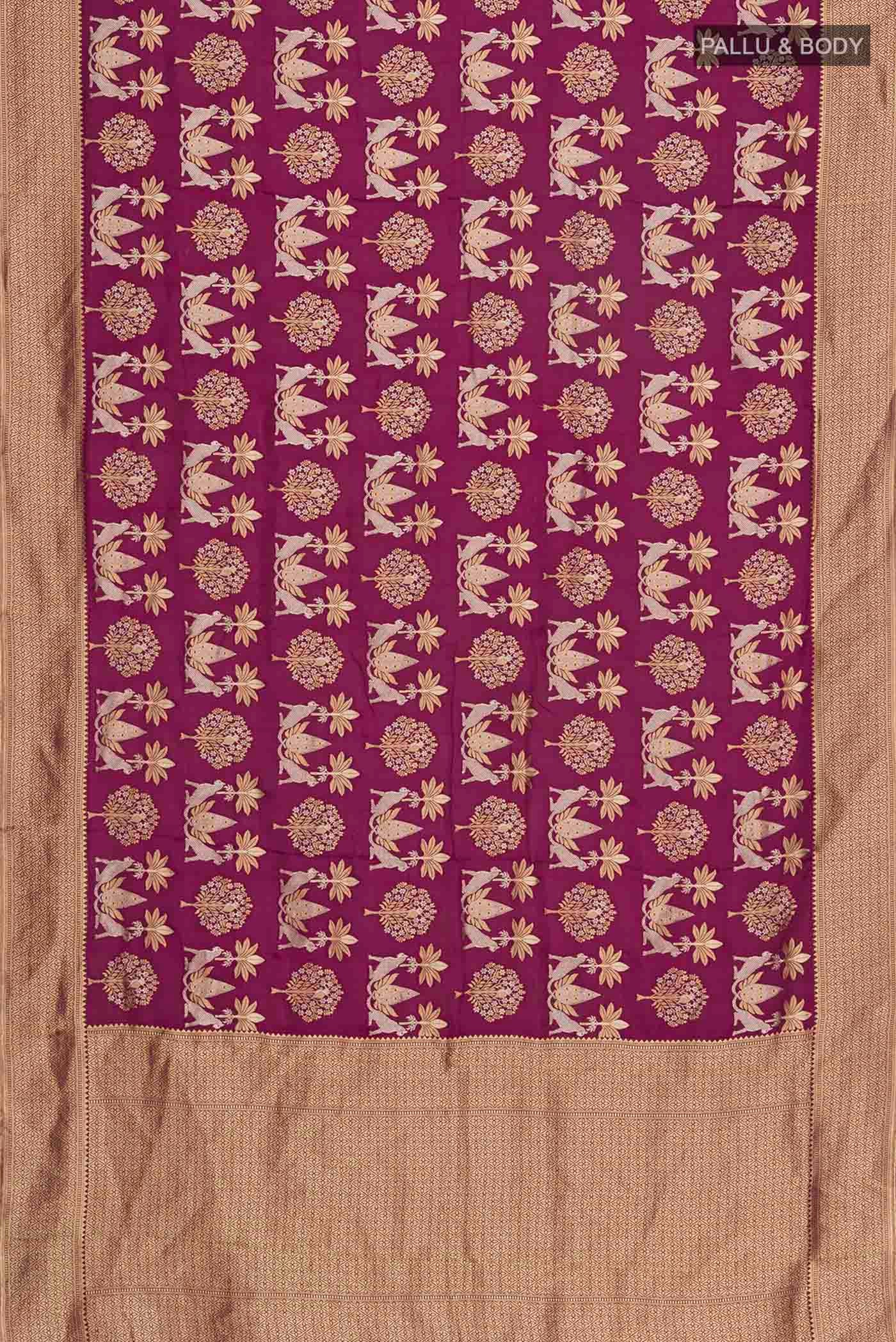 Violet Blended Banarasi Silk Saree - Image 5