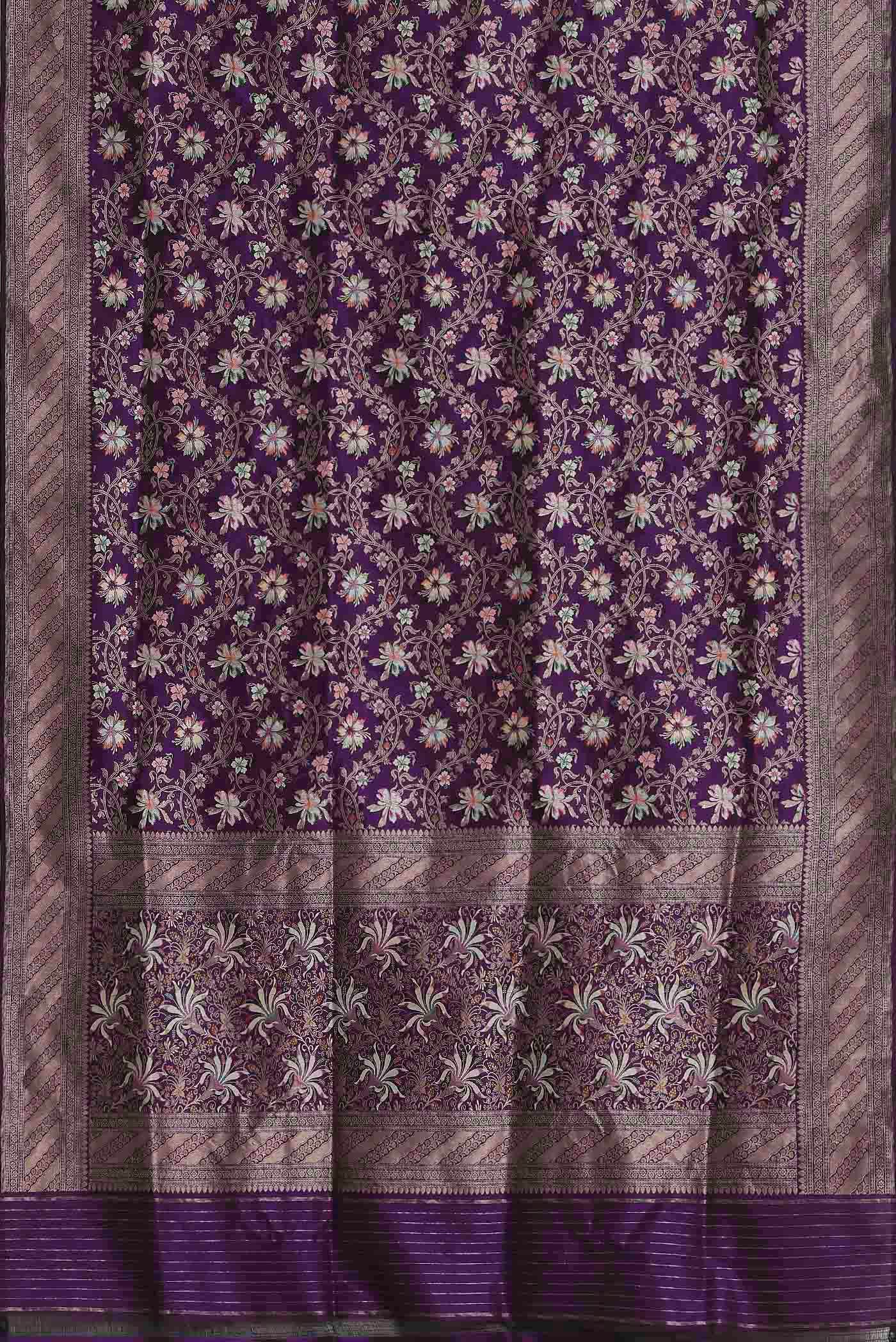 Violet Banarasi Silk Saree - Image 4
