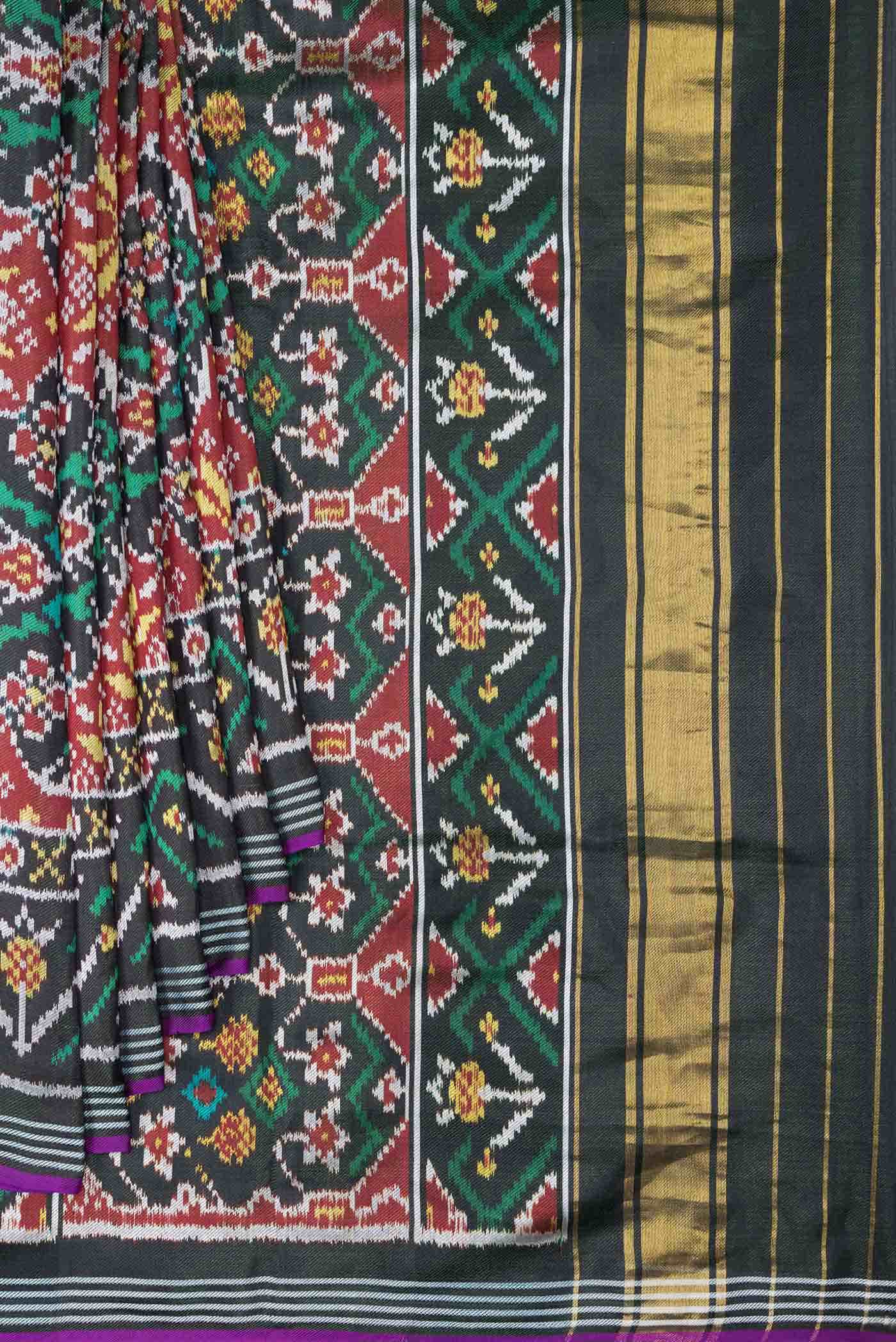 Violet Dual Tone Double Ikat Saree - Image 2