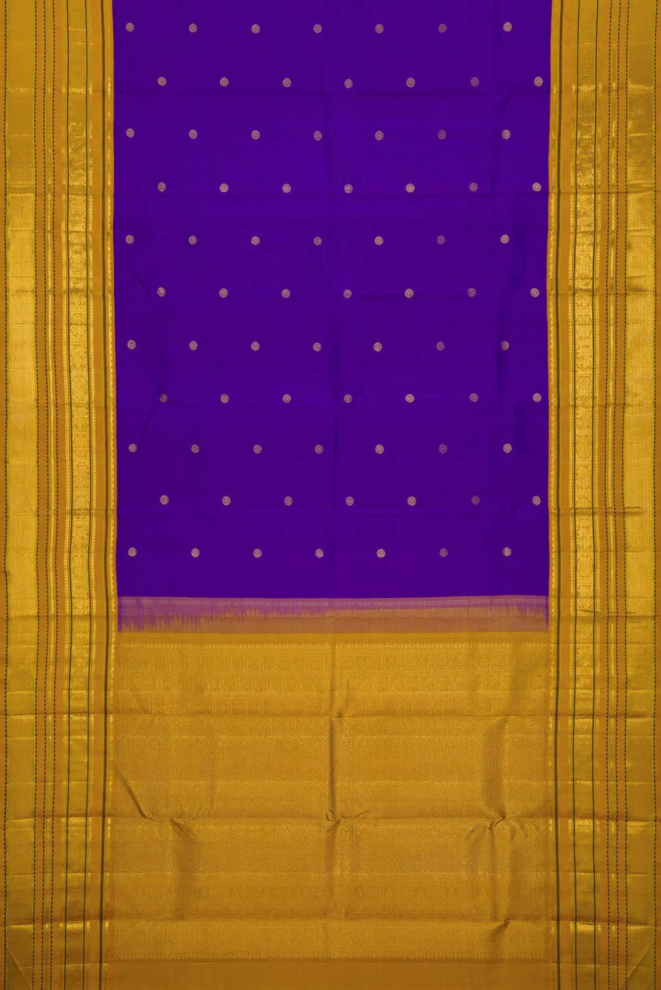 Pure Silk Pure Zari Violet Dual Tone Kanchipuram Saree - Image 4
