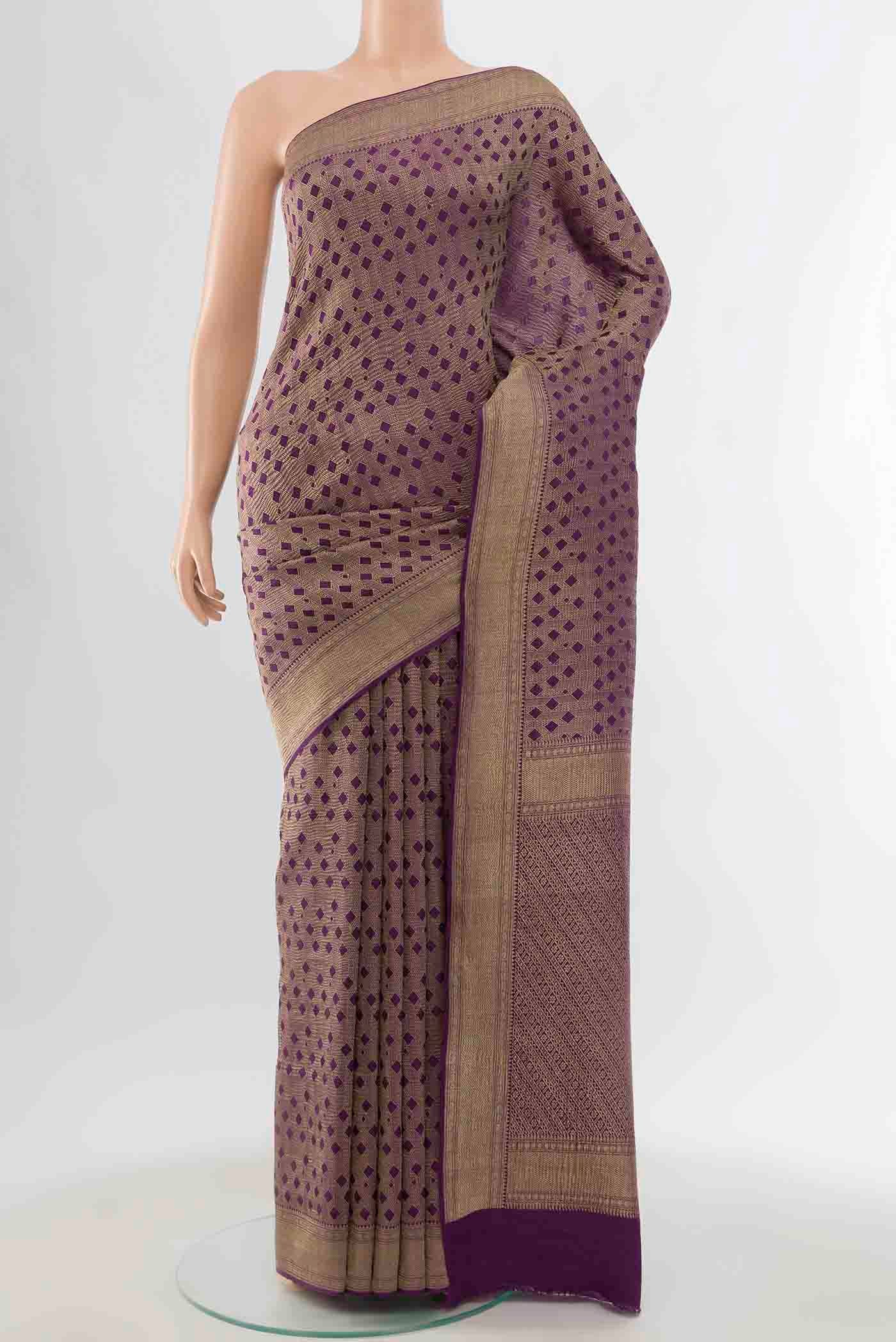 Violet Mysore Crepe Saree