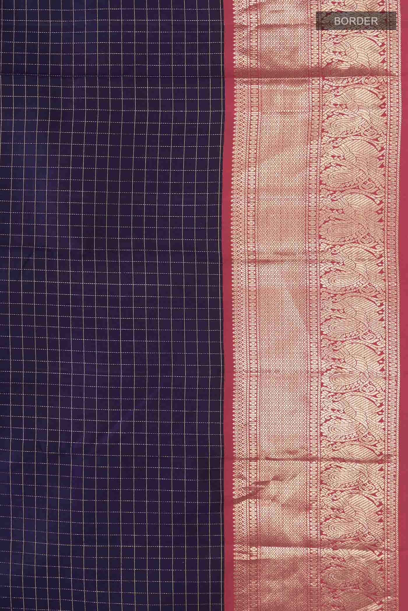 Navy Blue Kanchipuram Silk Saree - Image 3