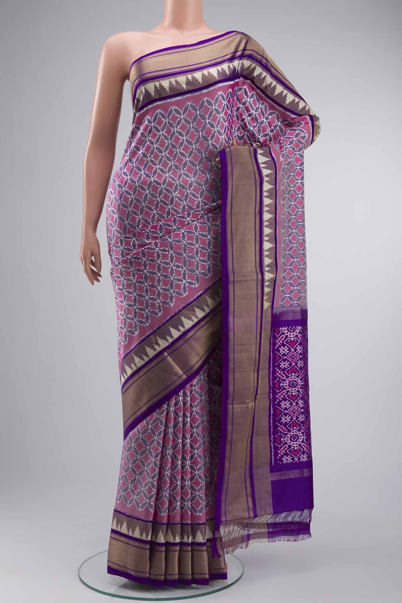 Violet Pochampally Silk Saree