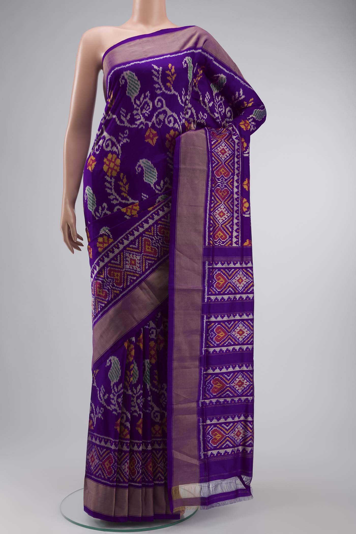 Violet Pochampally Silk Saree