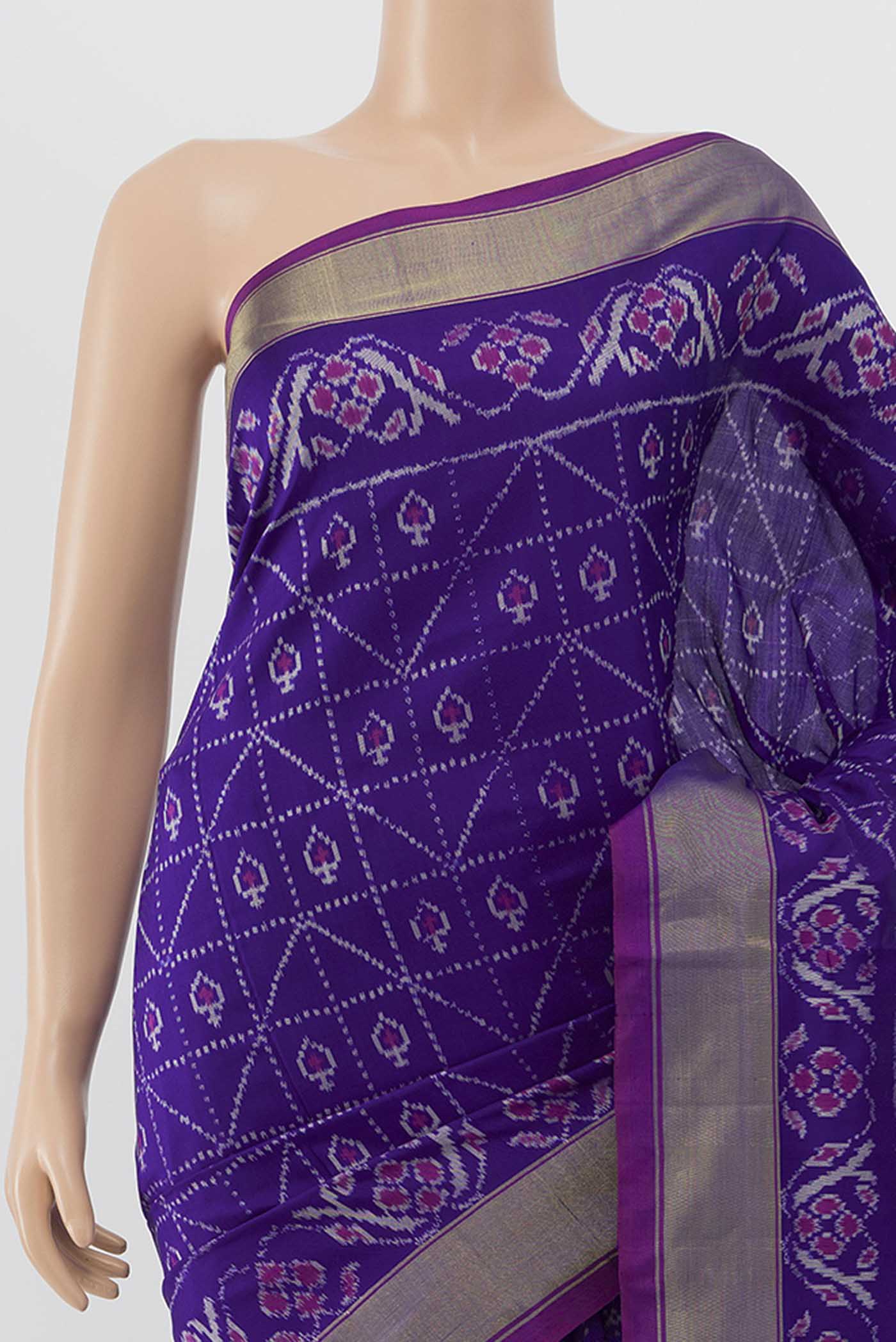 Violet Pochampally Silk Saree - Image 2