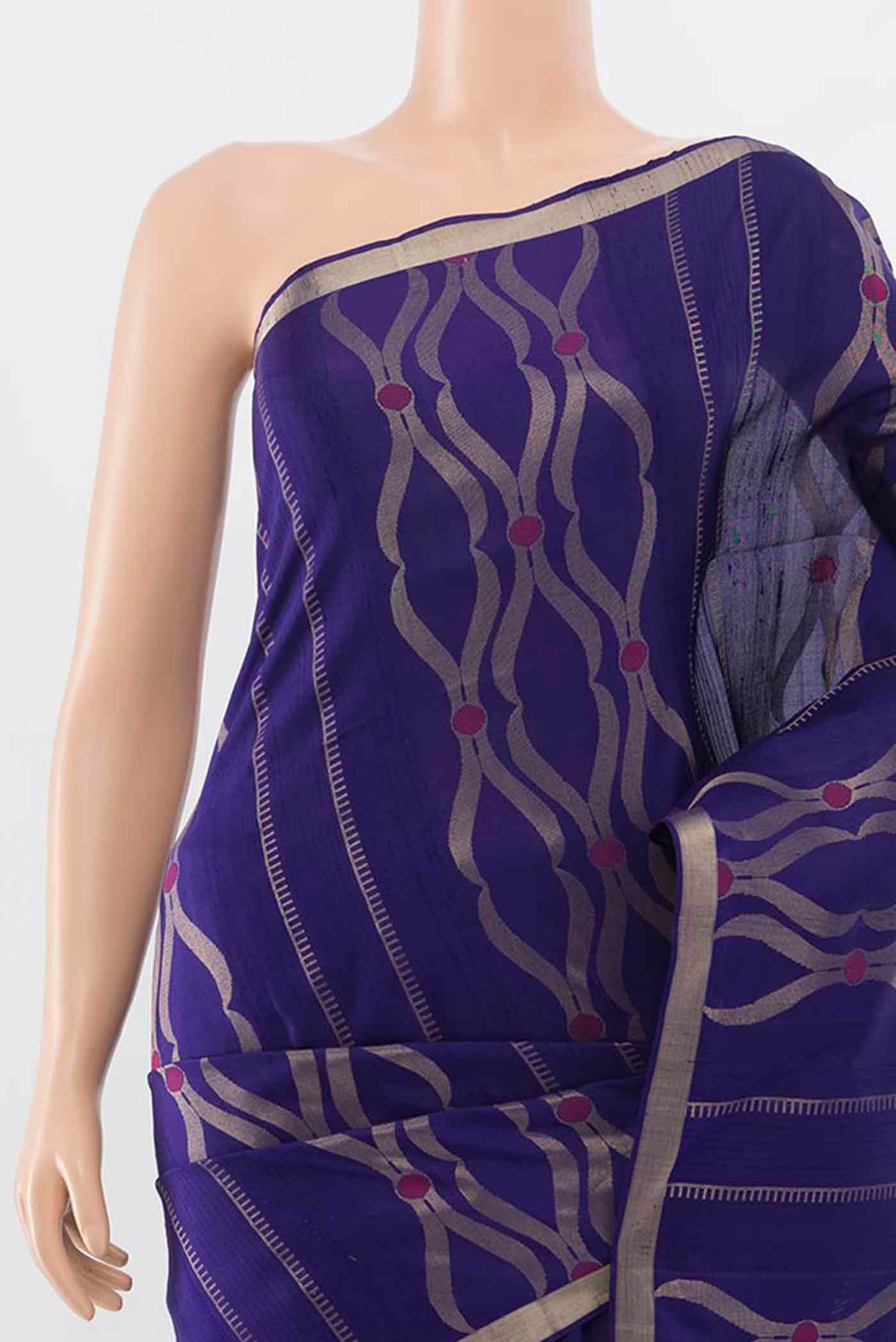 Dark Blue Soft Silk Saree - Image 3