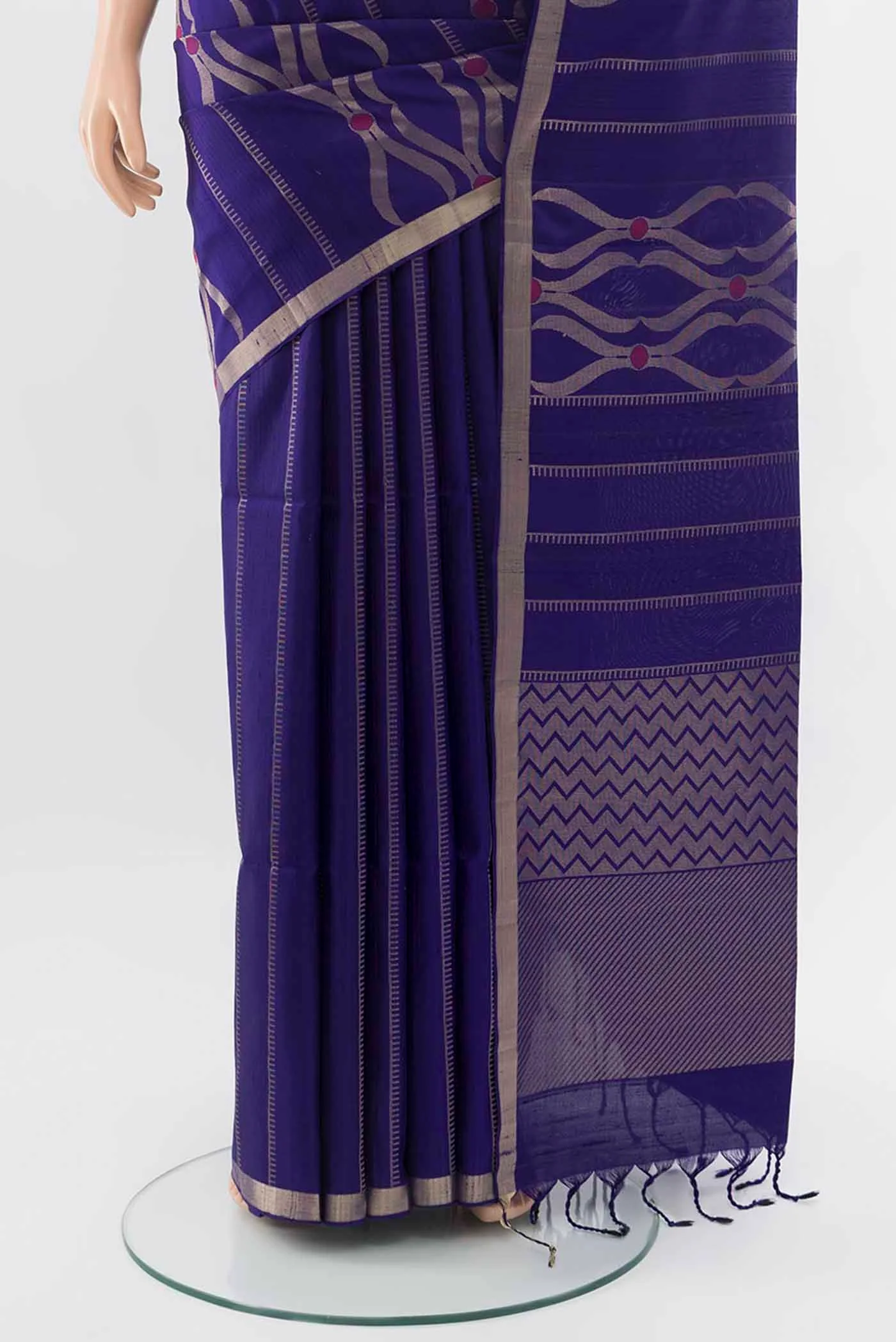 Dark Blue Soft Silk Saree - Image 4