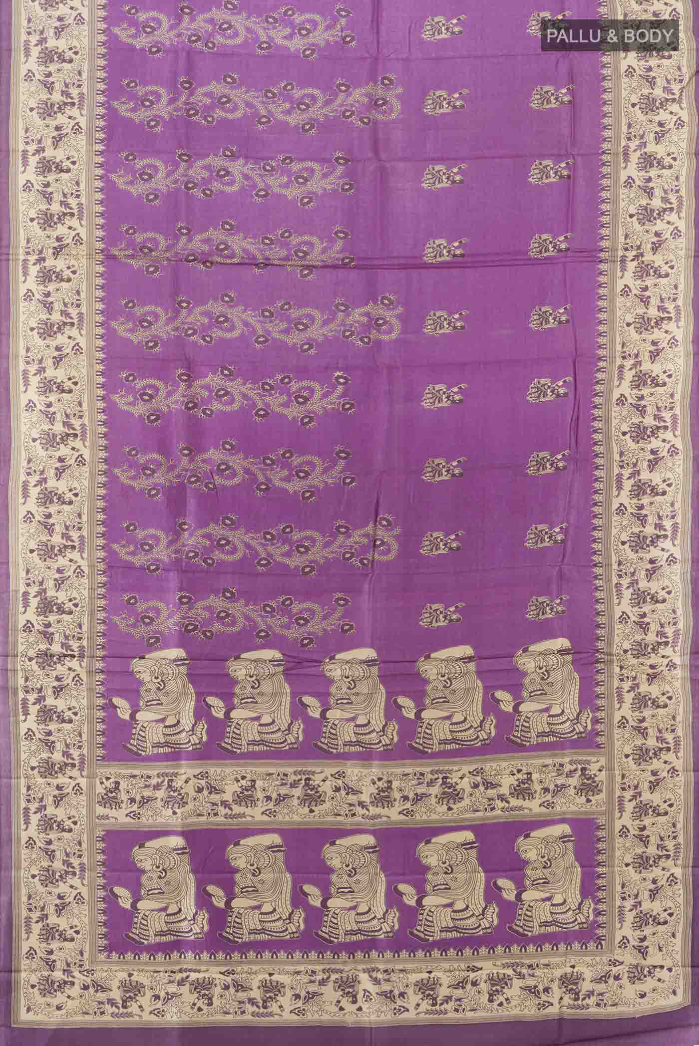 Violet Tussar Silk Saree - Image 5