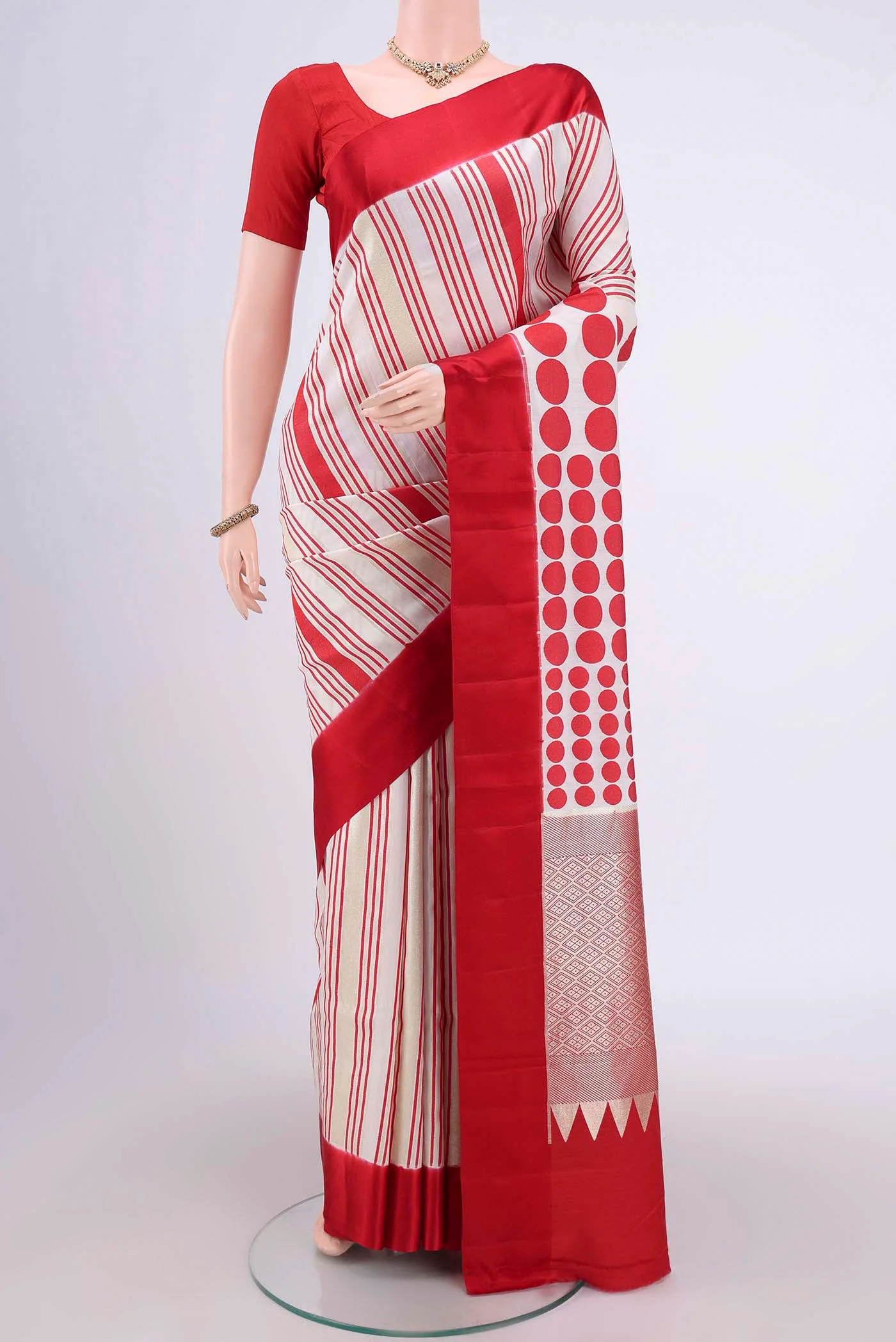 White Banarasi Silk Saree