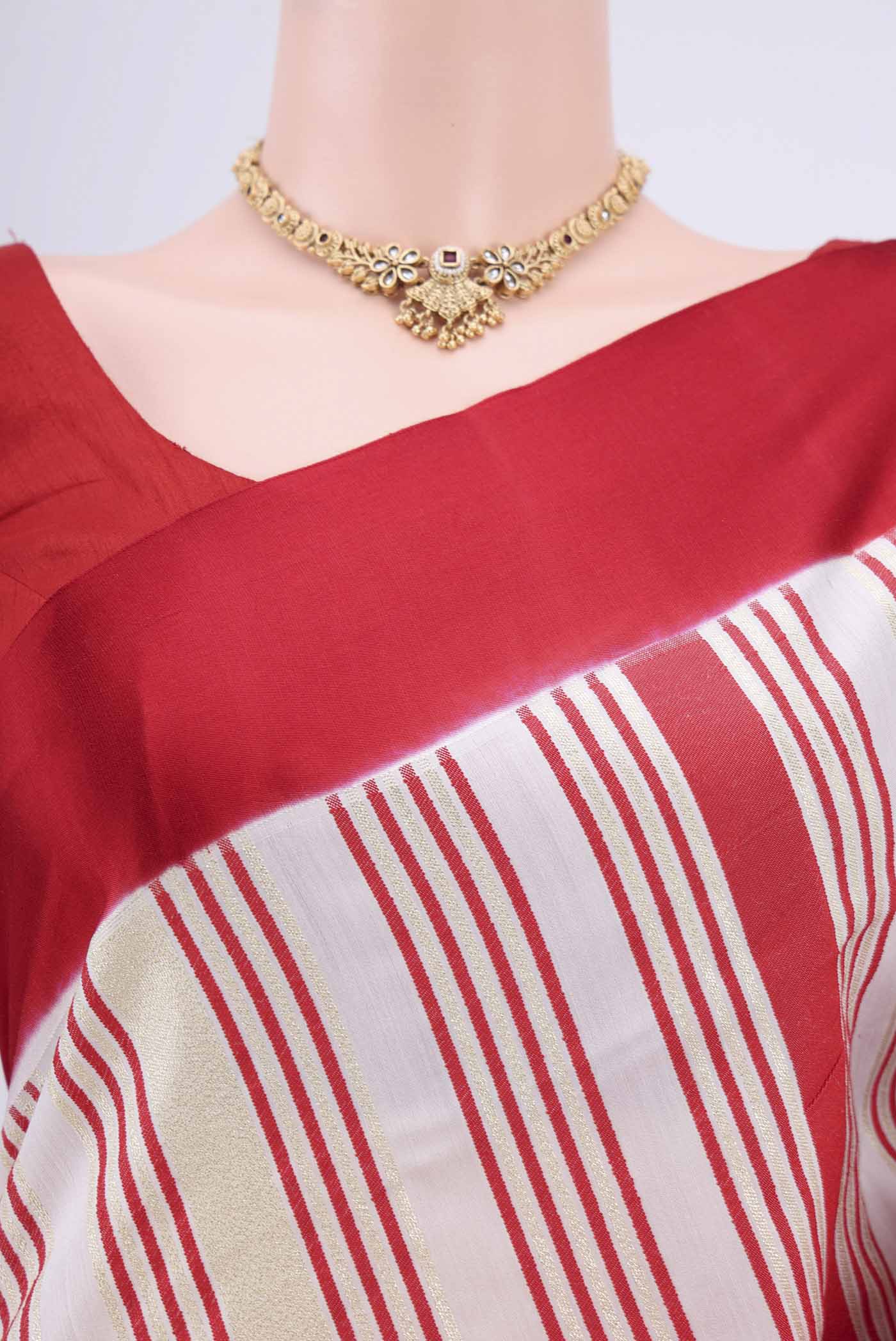 White Banarasi Silk Saree - Image 2