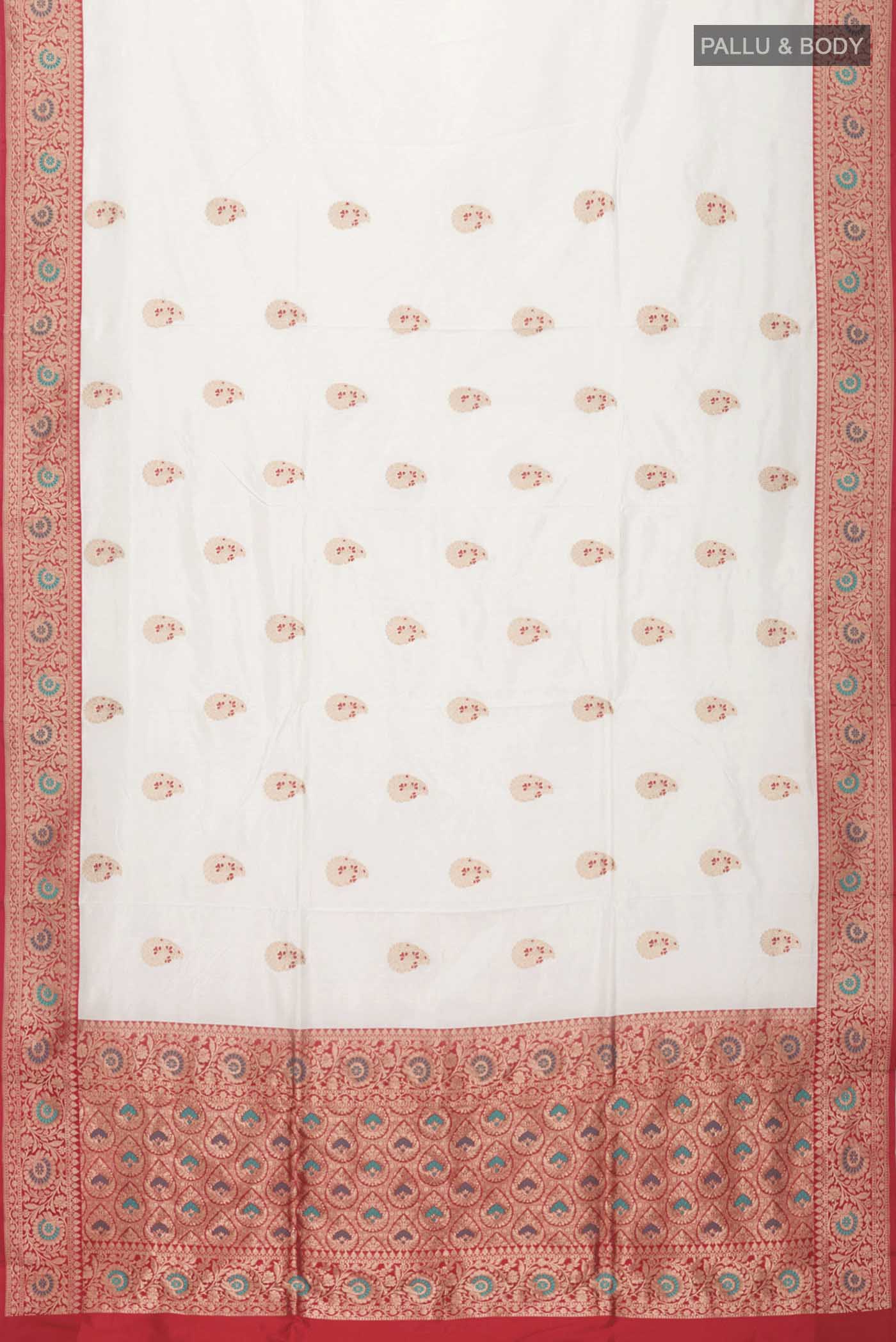 White Banarasi Katan Silk Saree - Image 5