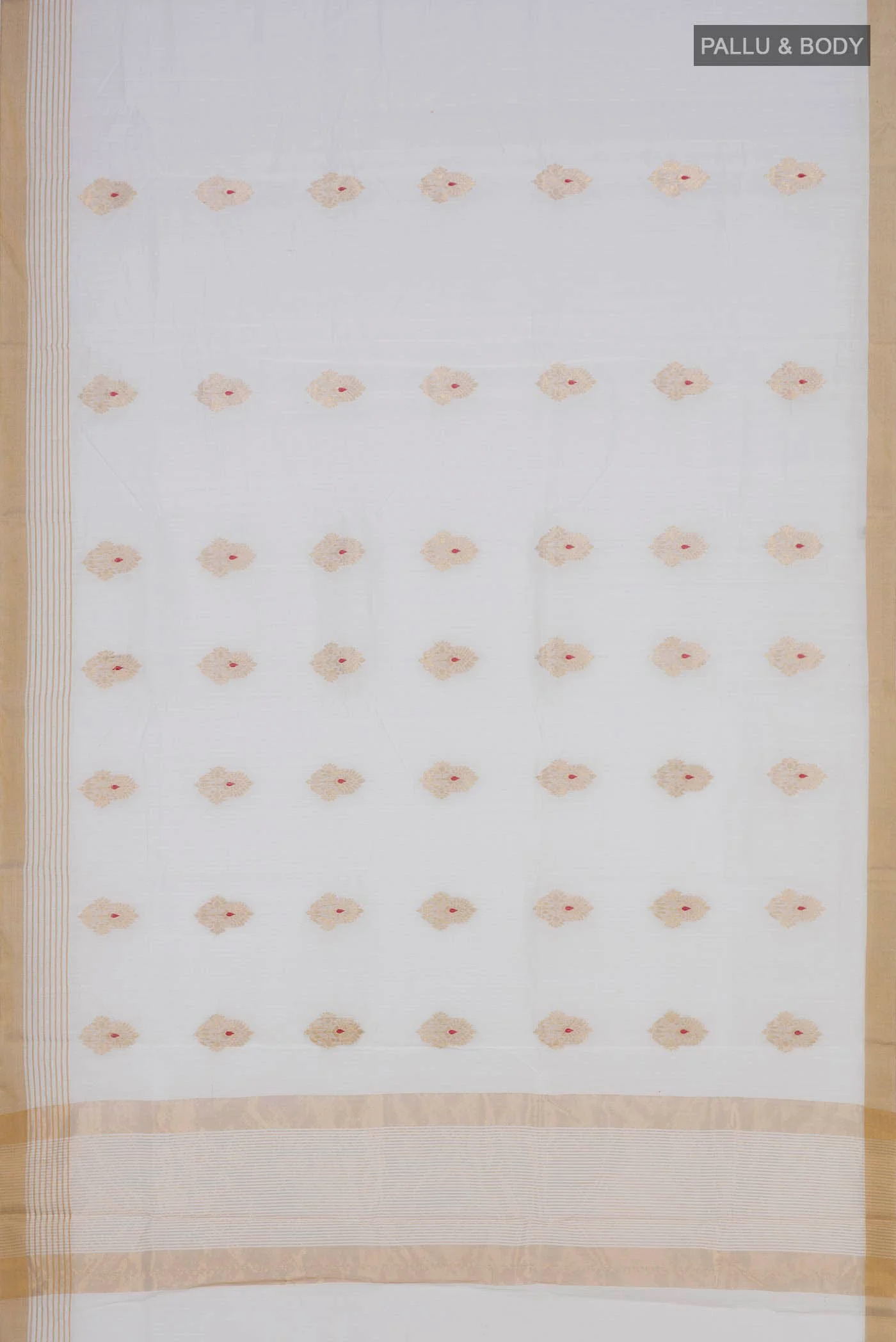 White Chanderi Silk Cotton Saree - Image 4