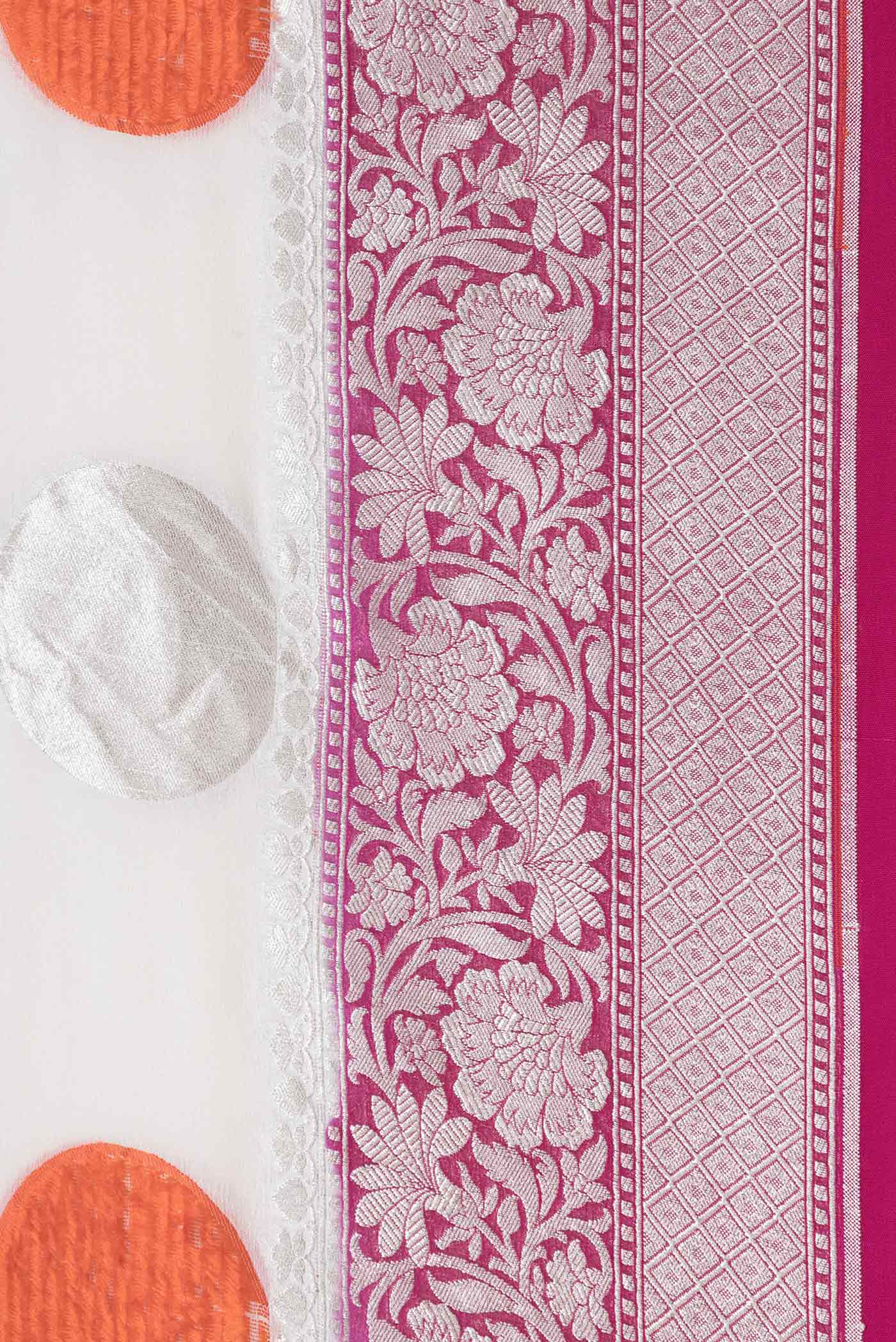 White Banarasi Tussar Georgette Saree - Image 3