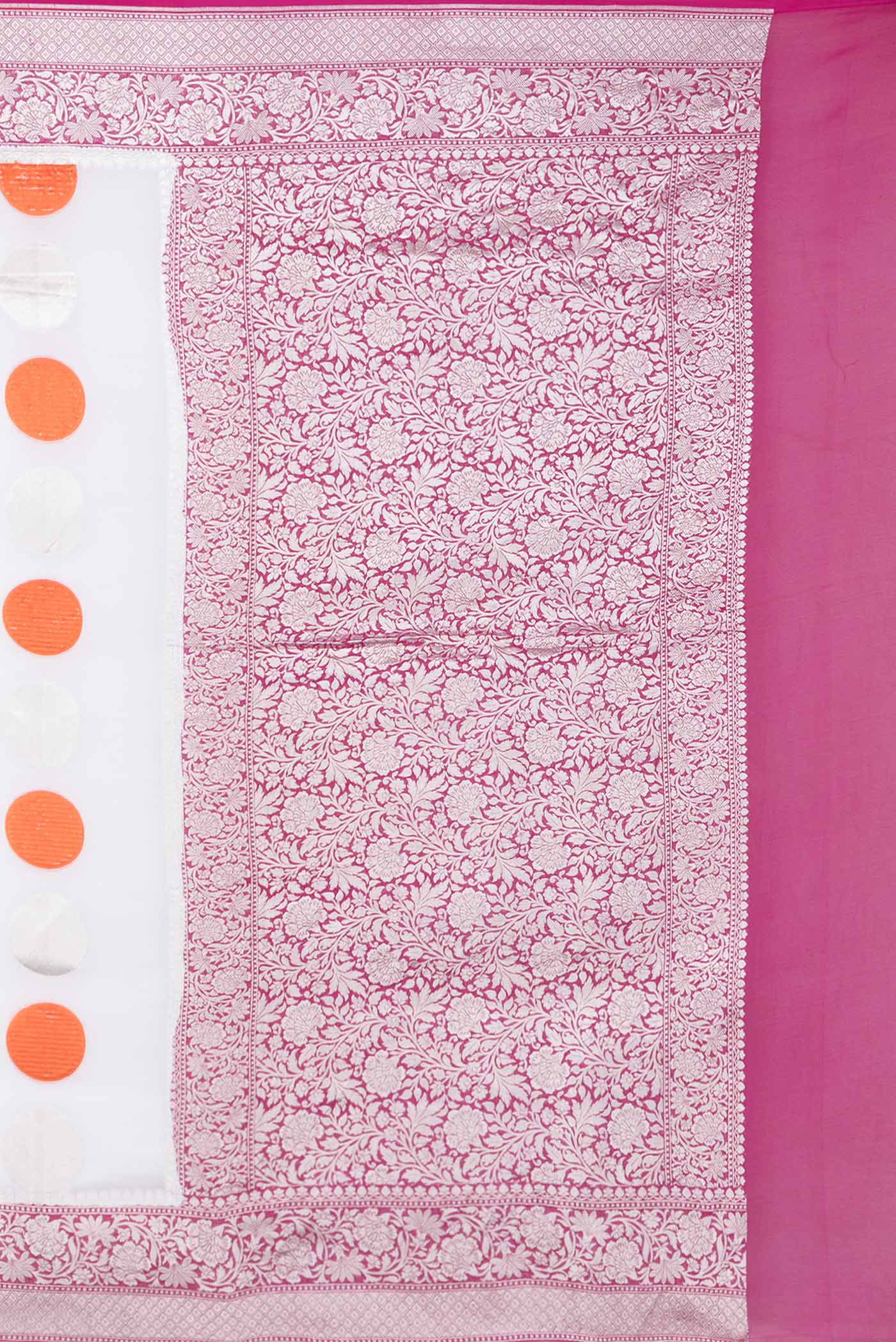 White Banarasi Tussar Georgette Saree - Image 5
